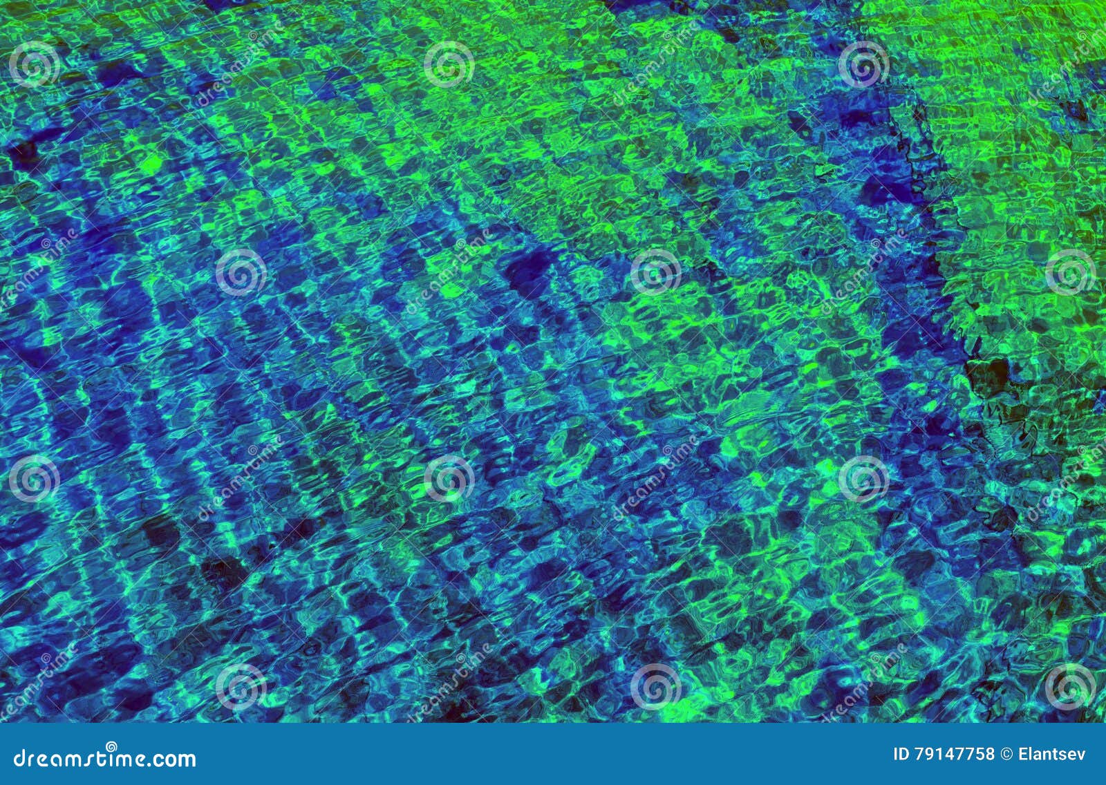Green Blue Water Texture with Bright Patch of Light. Stock Photo