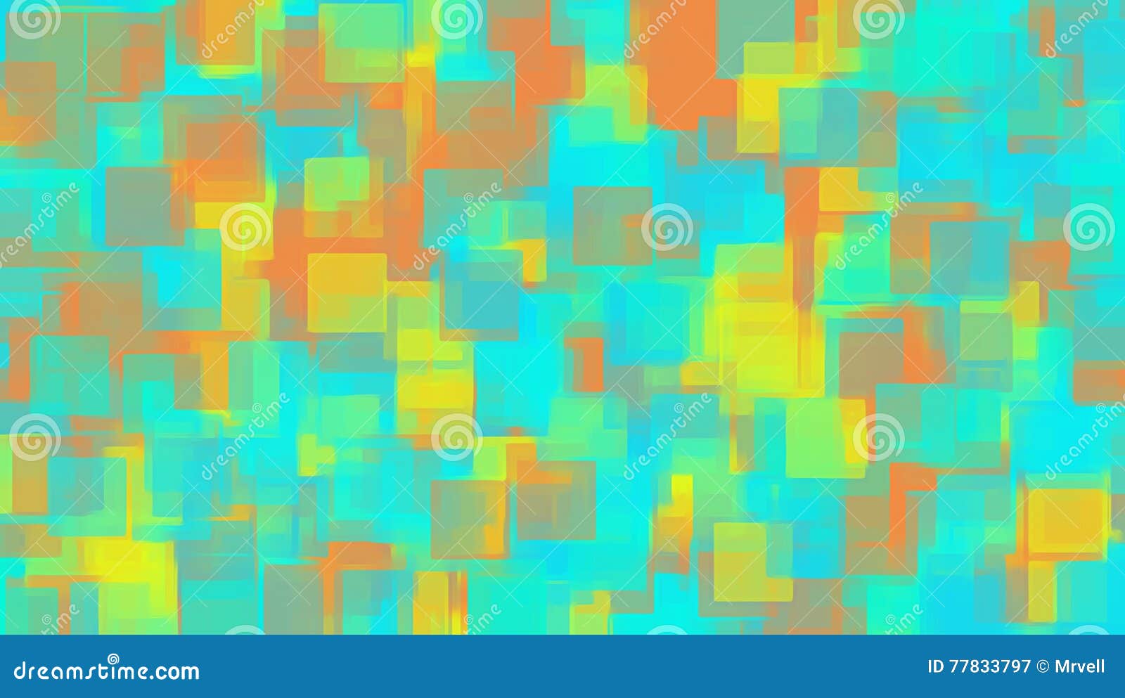 Green Blue Yellow and Orange Square Pattern Abstract Stock Illustration