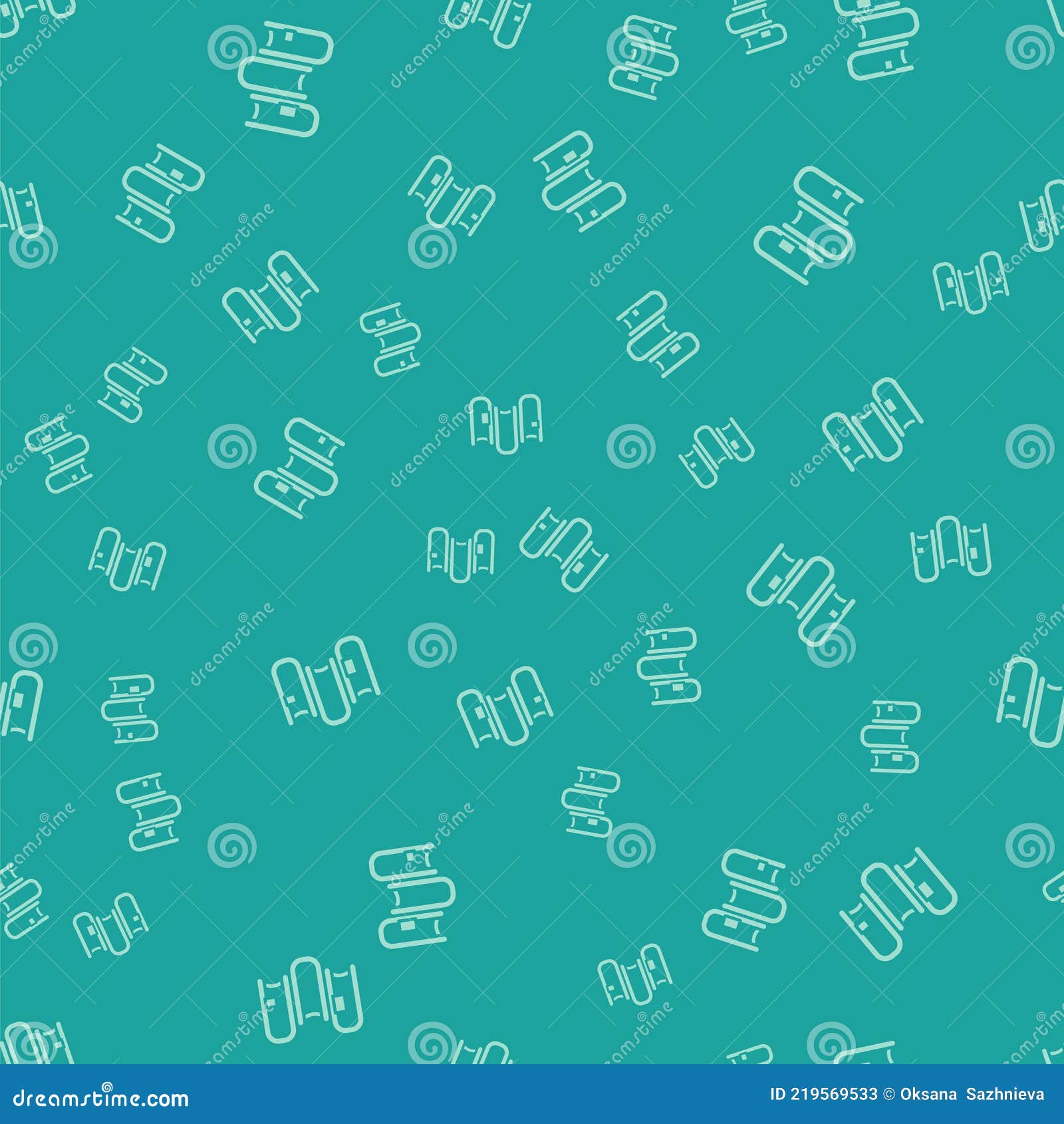 Green Book Icon Isolated Seamless Pattern on Green Background. Vector