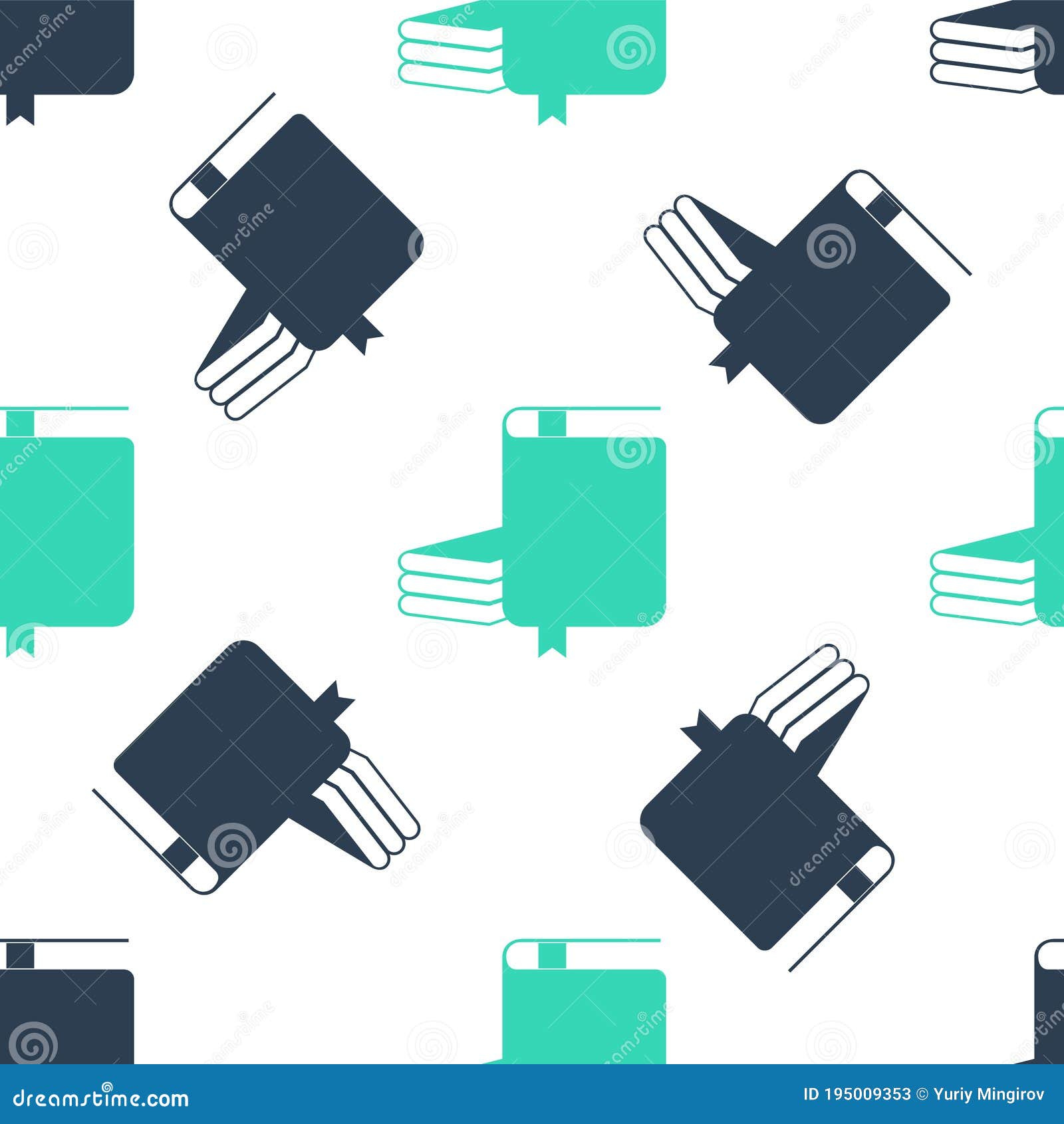 Green Book Icon Isolated Seamless Pattern on White Background. Vector