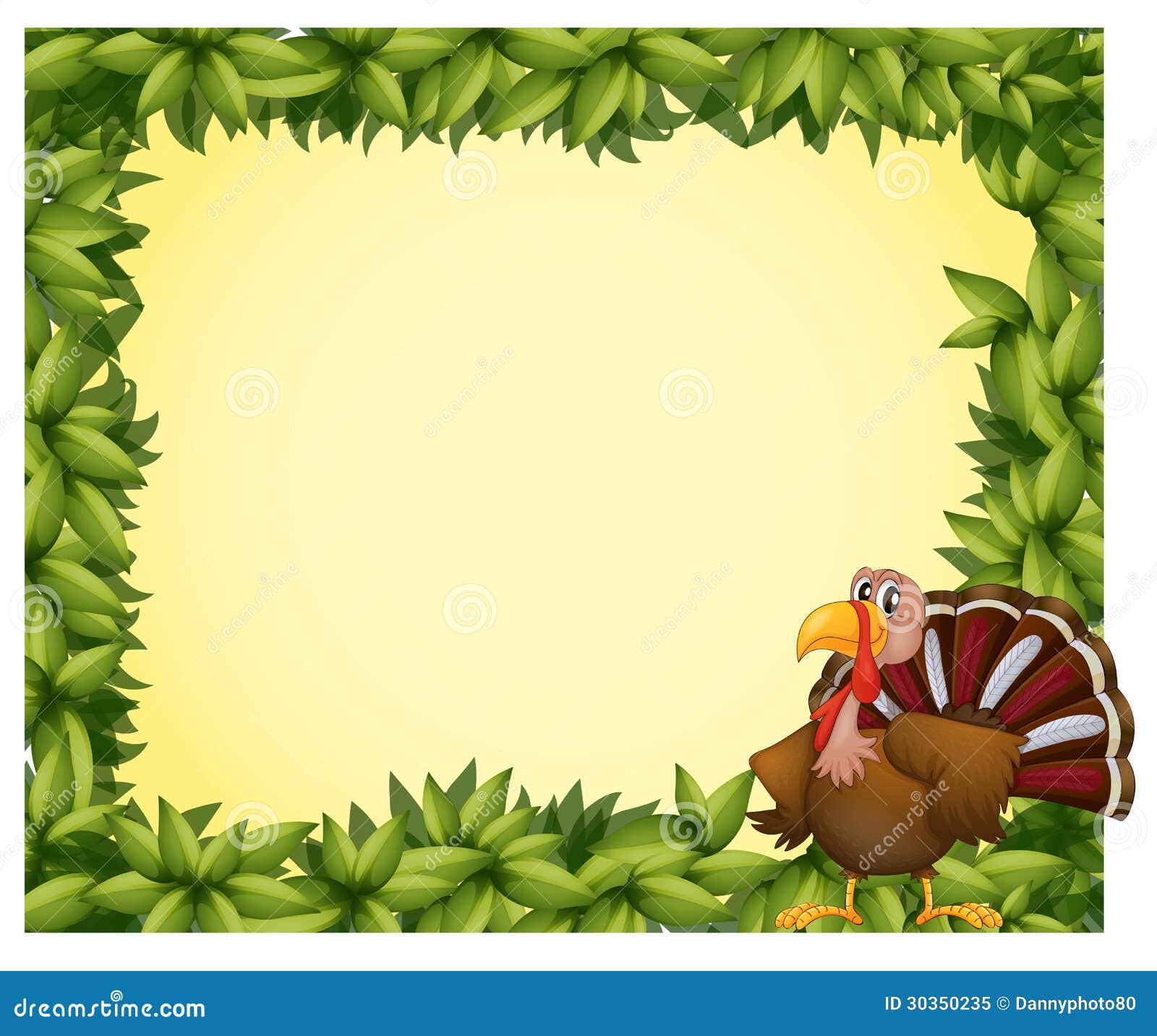 A Green Border With A Turkey Stock Vector - Illustration of background