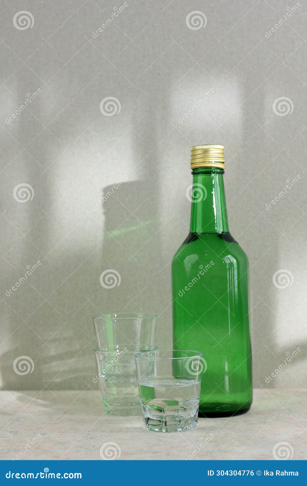Green Bottle of Korean Gin Soju Stock Photo Image of green, drink