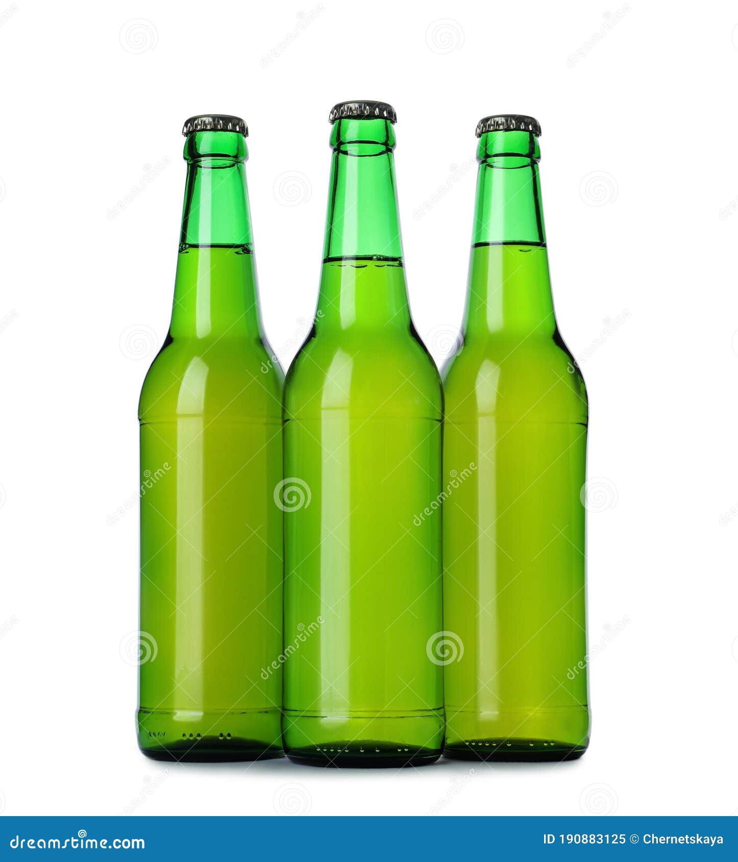 Green Bottles with Beer Isolated Stock Image Image of concept