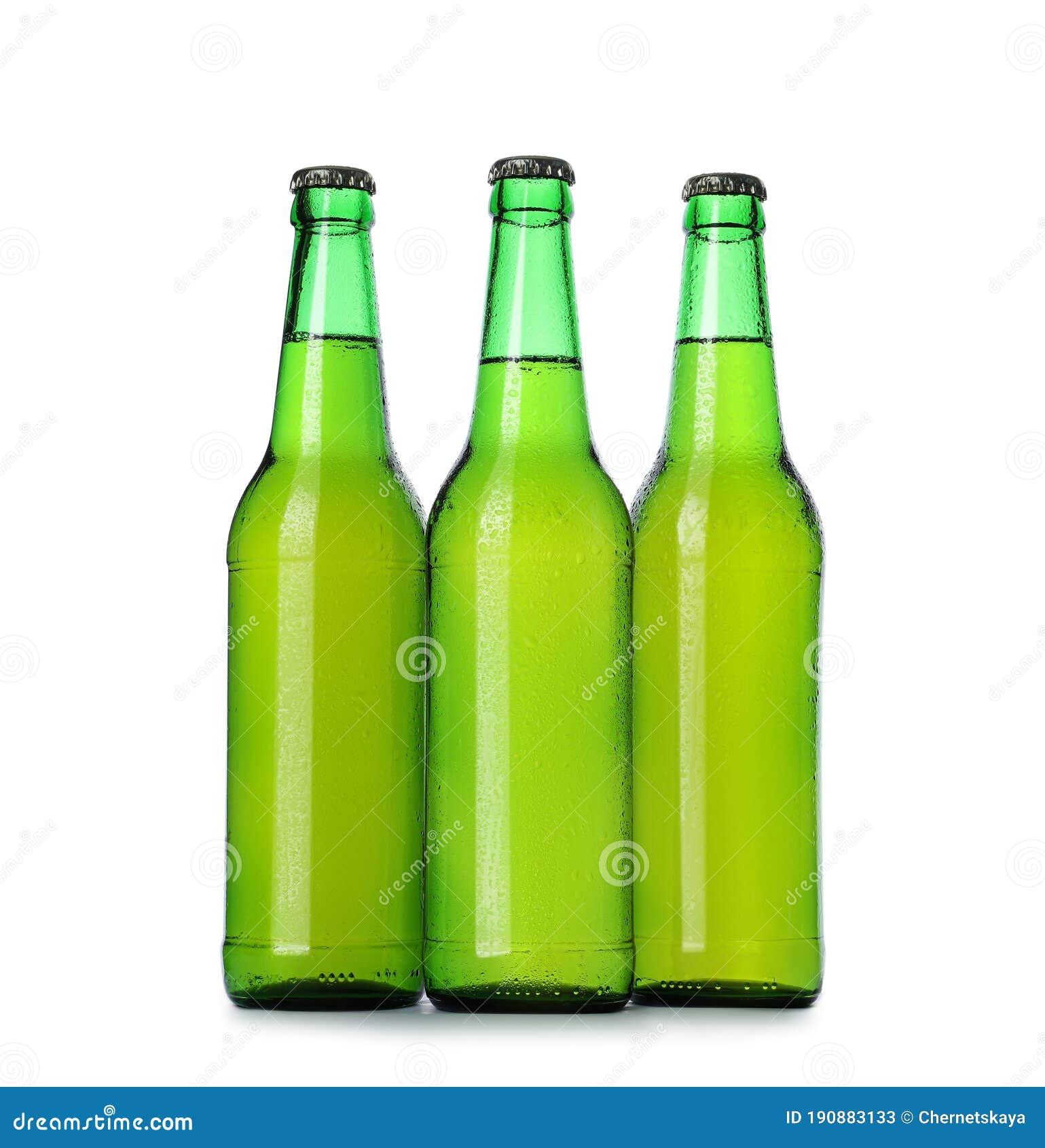 Green Bottles with Beer Isolated Stock Image Image of glassware
