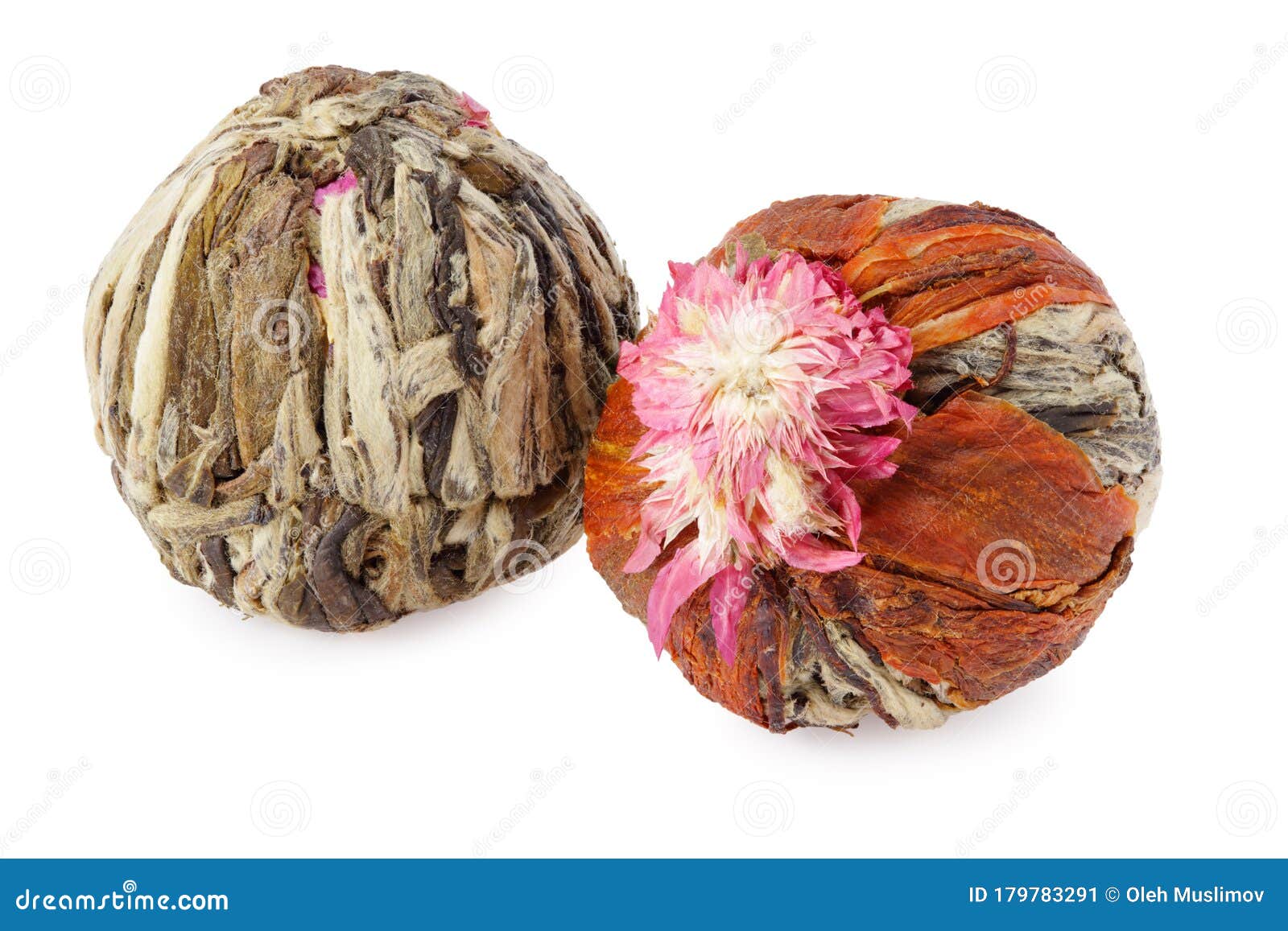 Green Bound Asian Tea Balls Isolated on White Background Stock Image