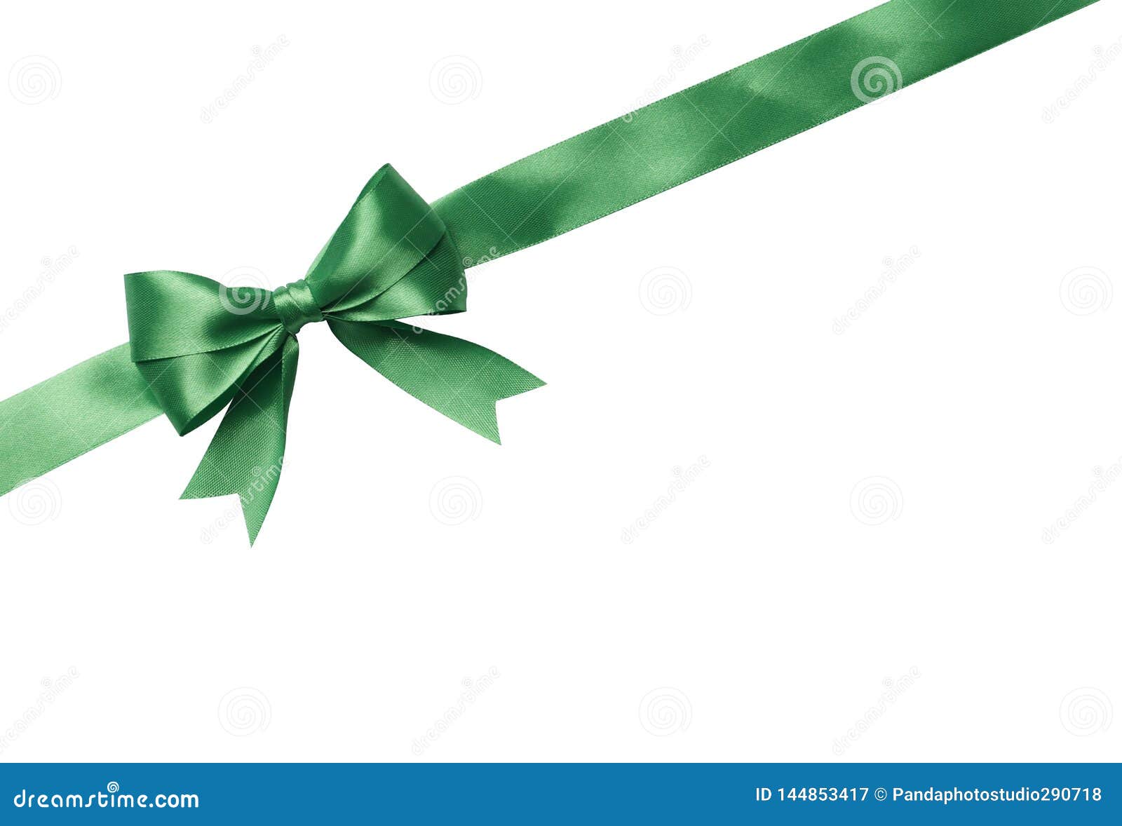 Green Bow and Ribbon Isolated on White Background Stock Image - Image ...