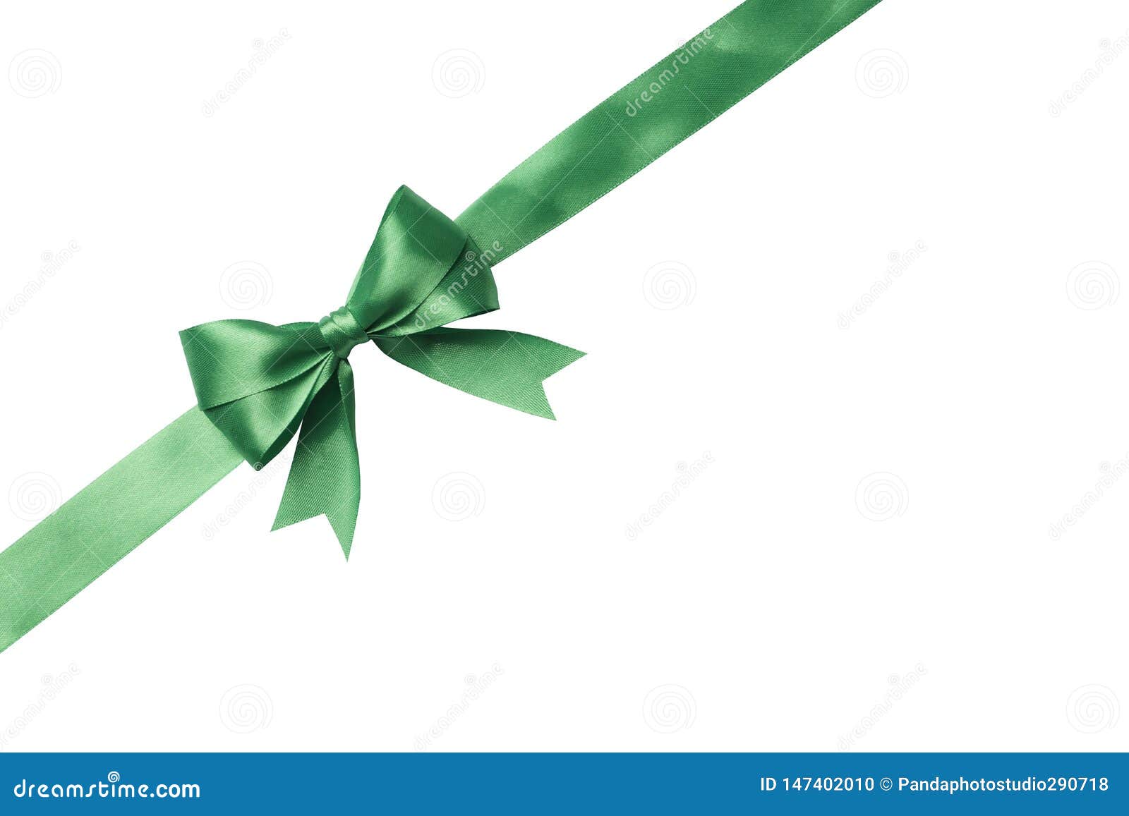 Green Bow and Ribbon Isolated on White Background Stock Photo - Image ...