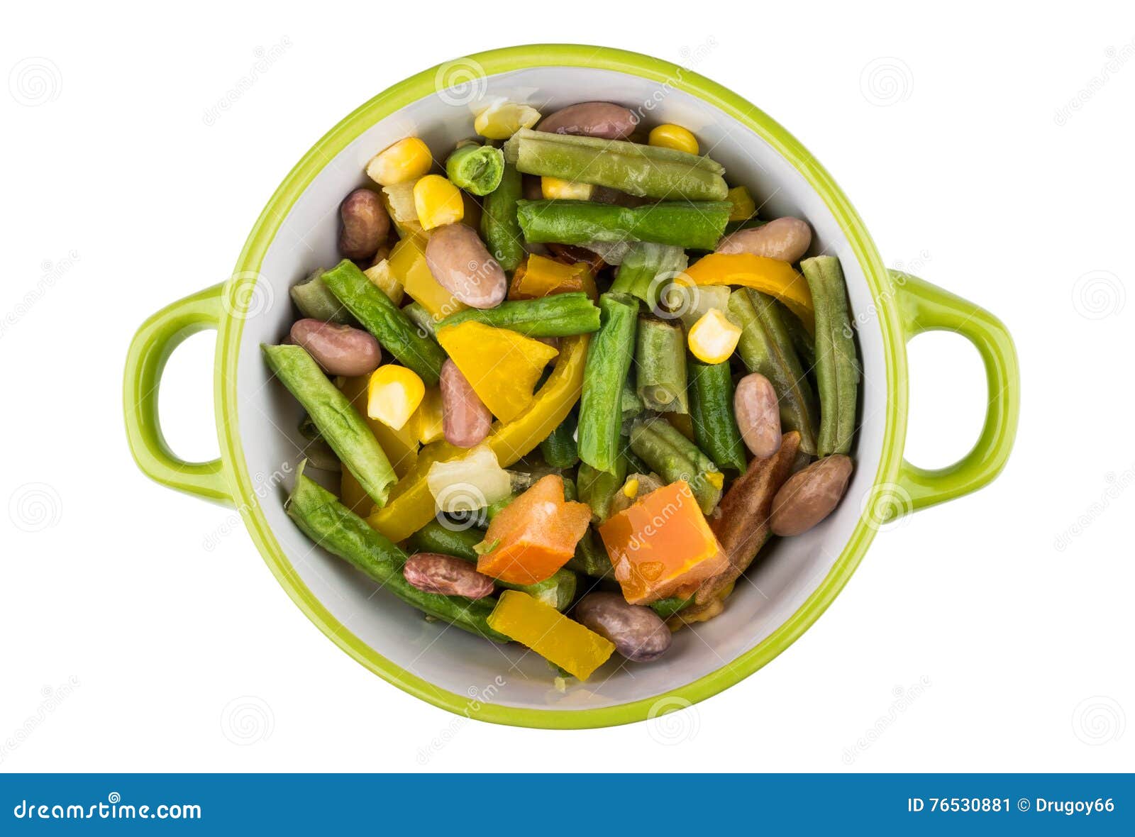 Green Bowl with Vegetable Mix Isolated on White Stock Image Image of