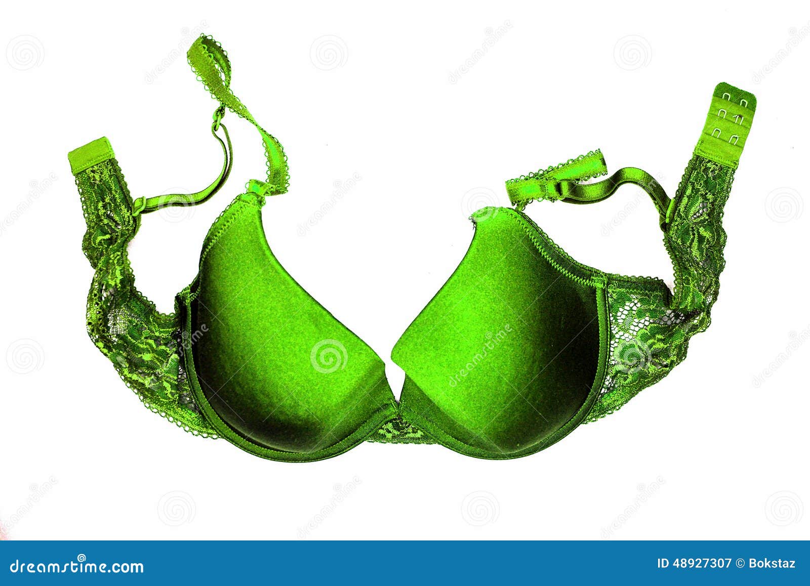 A Green Bra Closeup on the White Background Stock Image Image of