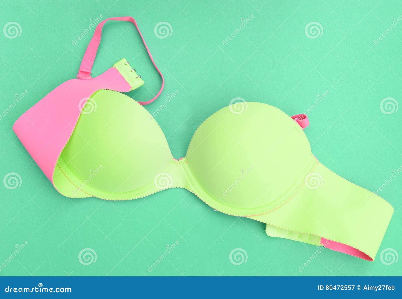 Green Bra on Green Background. Stock Image Image of large, pretty