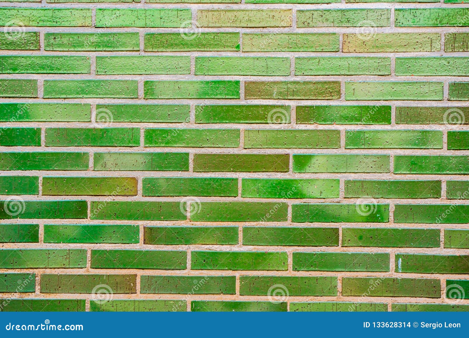 Green bricks wall stock photo. Image of pattern, brown 133628314