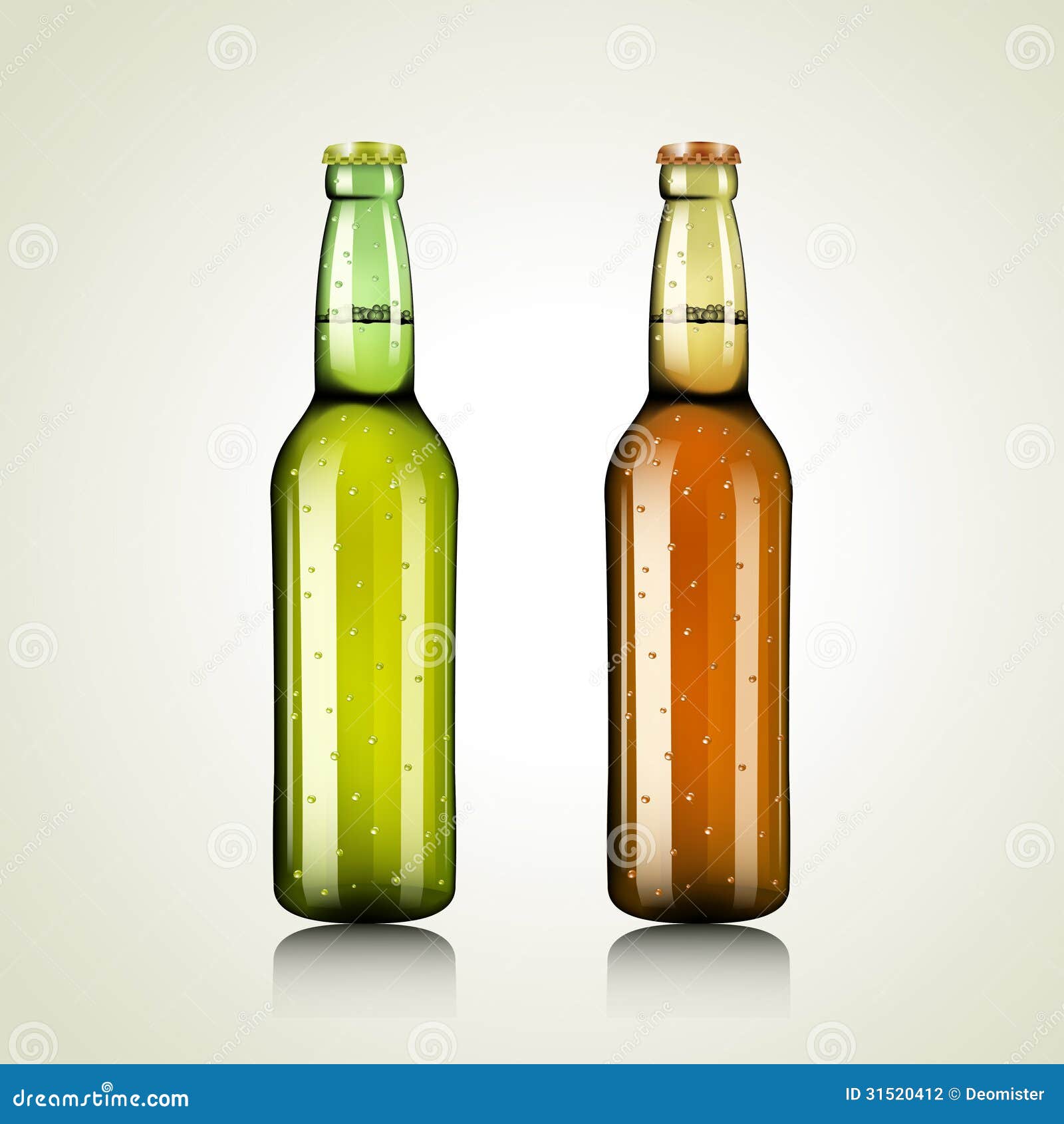 Green and Brown Beer Bottles Stock Vector Illustration of cork, beer