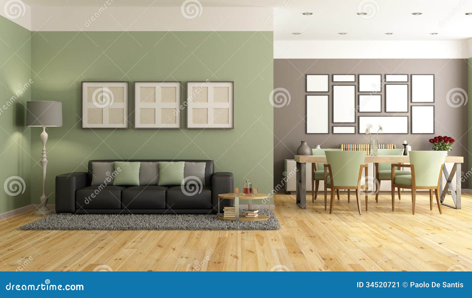 Green And Brown Modern Lounge Stock Image - Image: 34520721