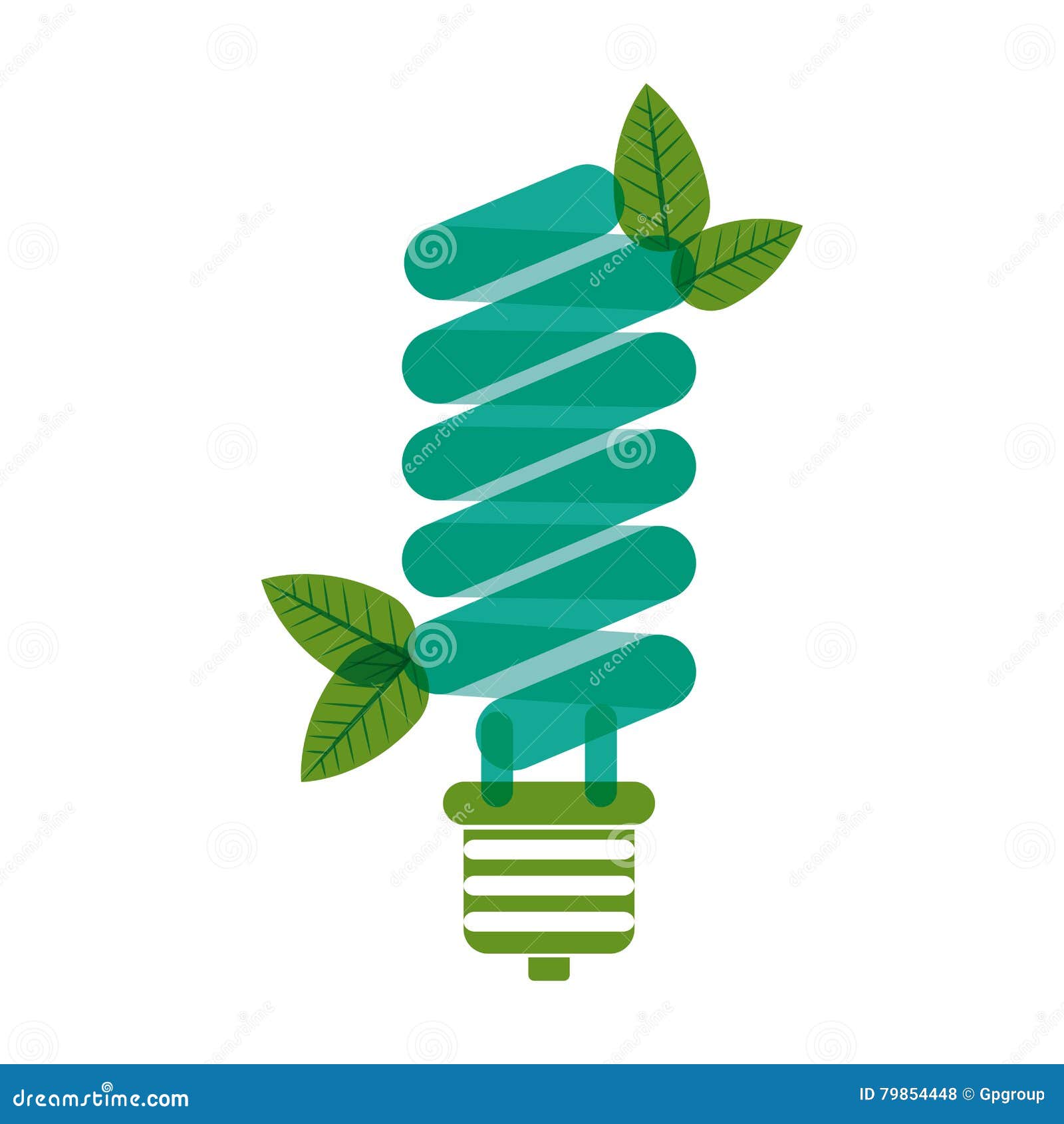 Green Bulb Fluorescent with Leaves Stock Vector Illustration of generation, lamp 79854448