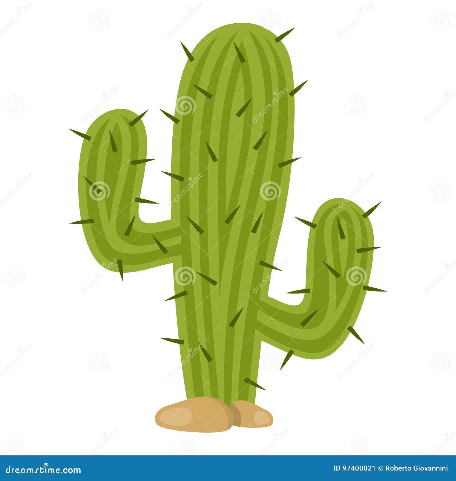green cactus flat icon  on white