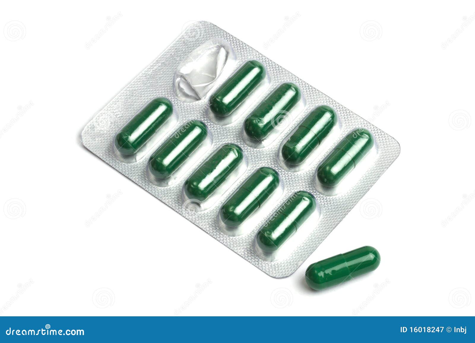 Green Capsules Packed in Blister Stock Image Image of medicine