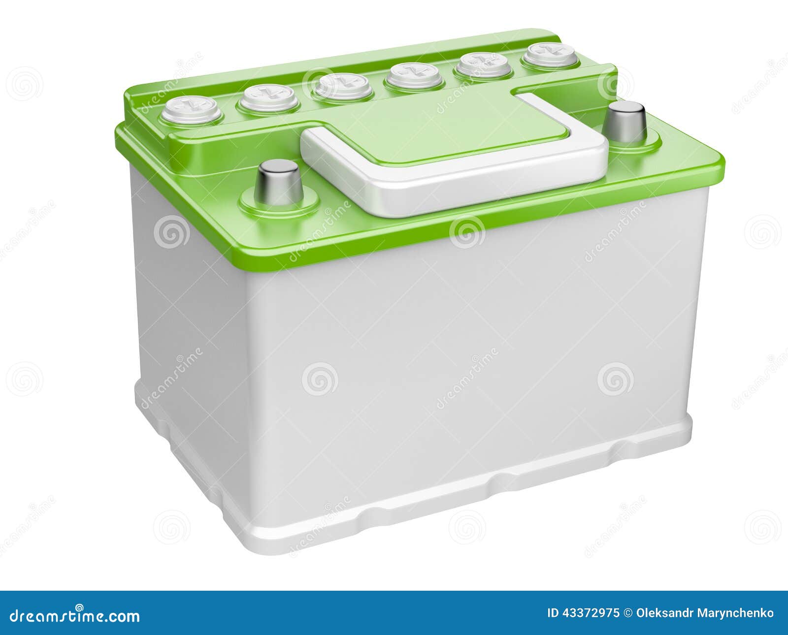 Green Car Battery Isolated on White Background. Stock Illustration