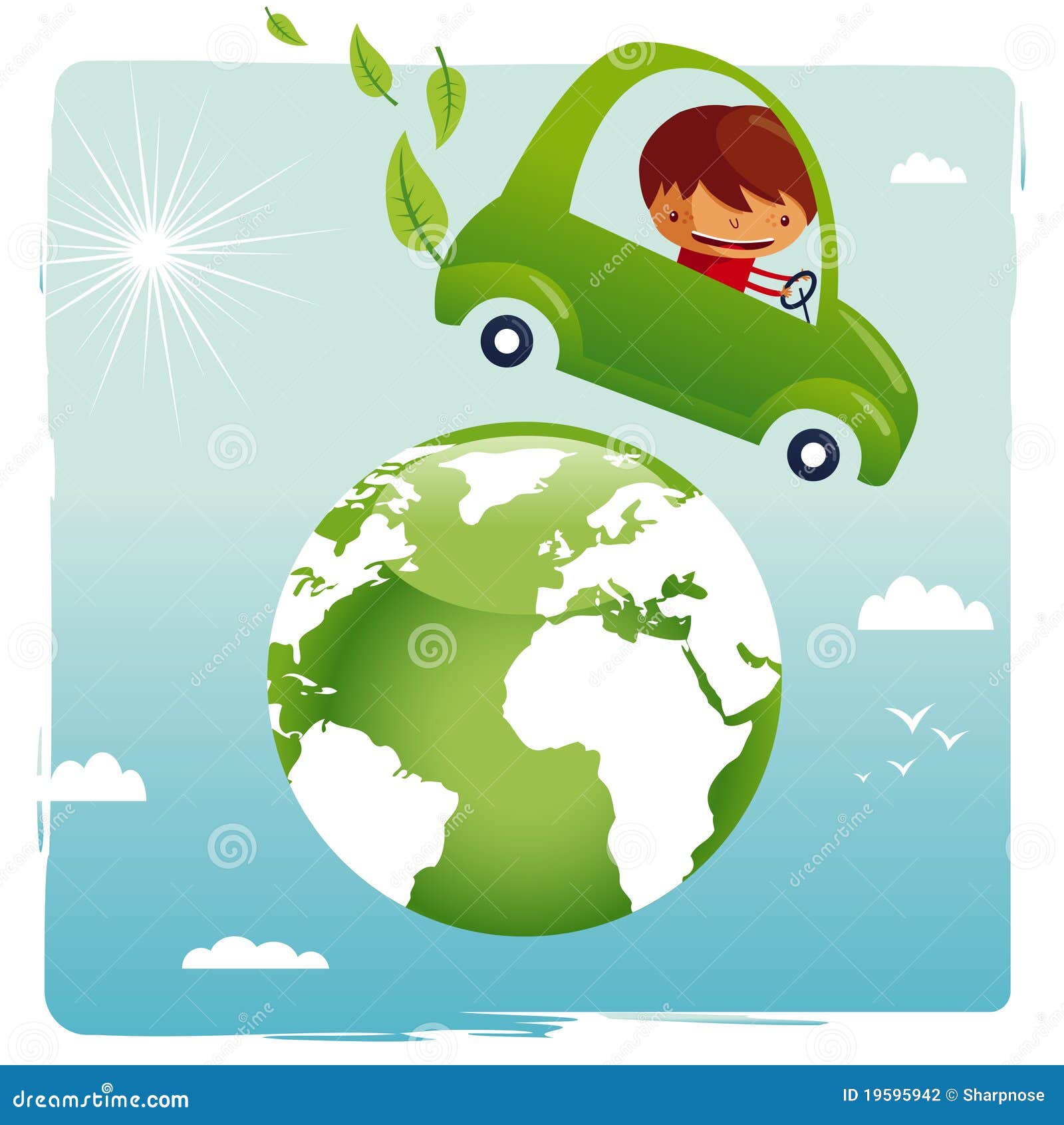 Green Car Save Our Stock Vector Illustration of clip