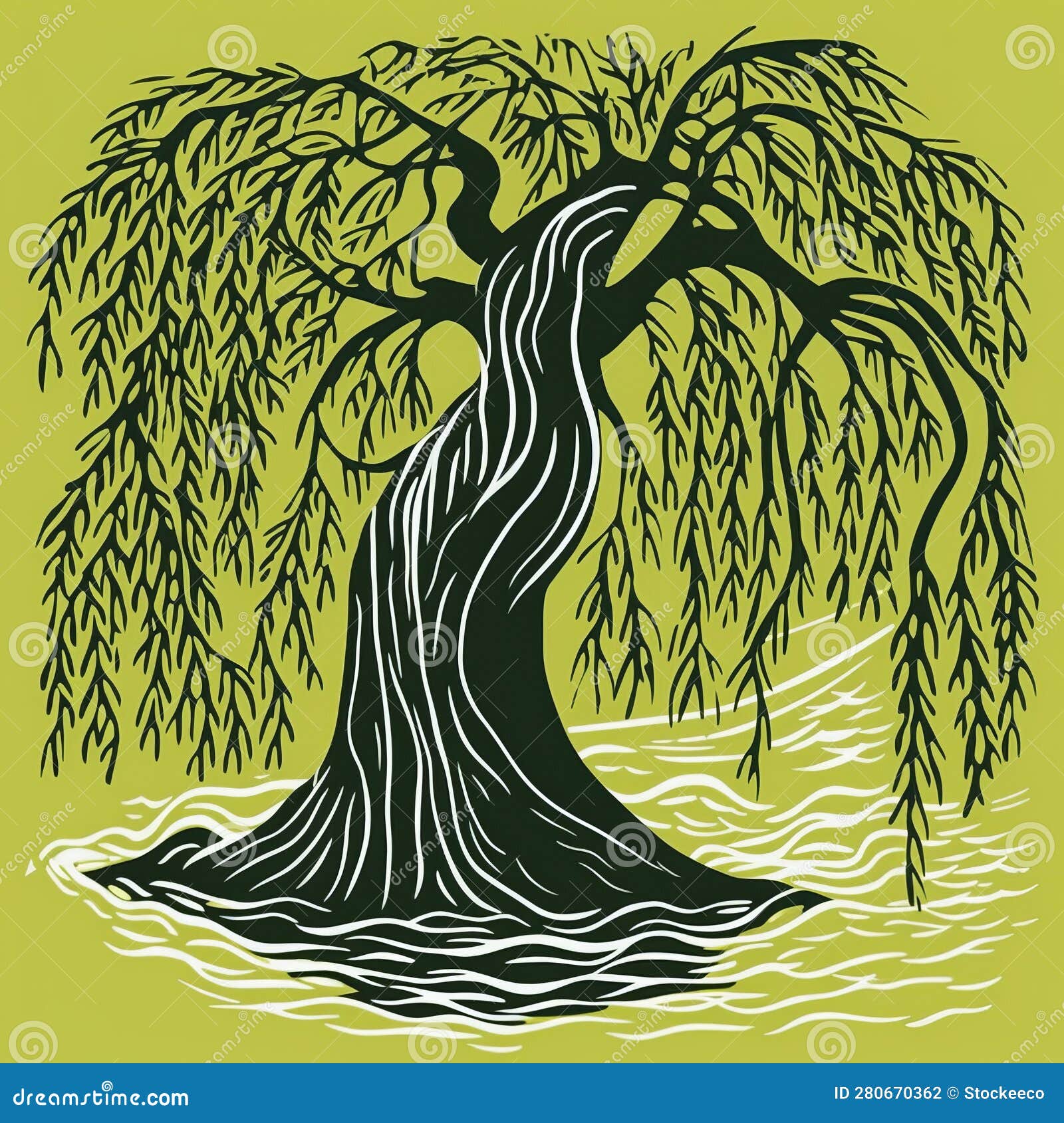 willow tree   in the style of lawren harris