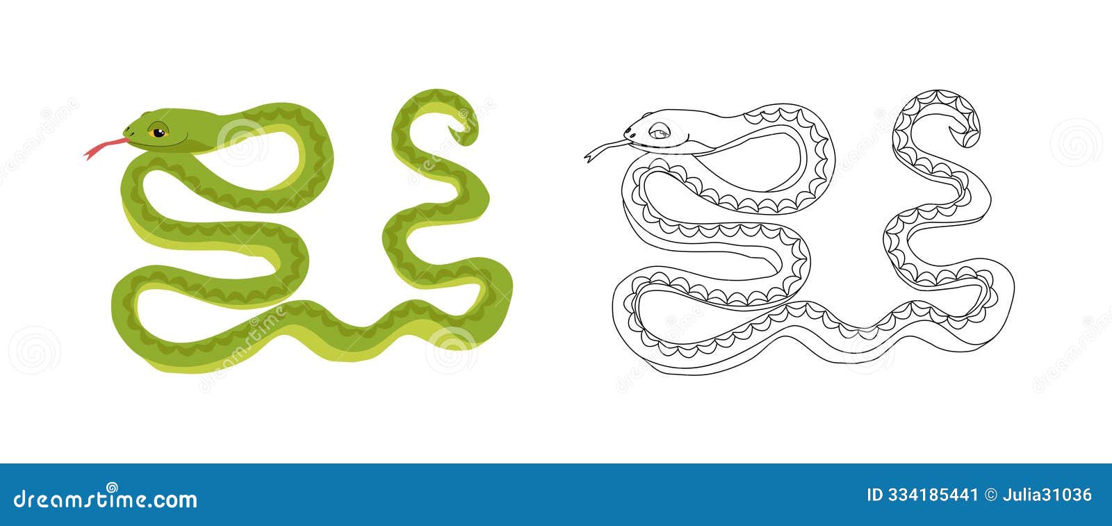 Green Cartoon Snake Coloring Page Stock Vector - Illustration of text ...