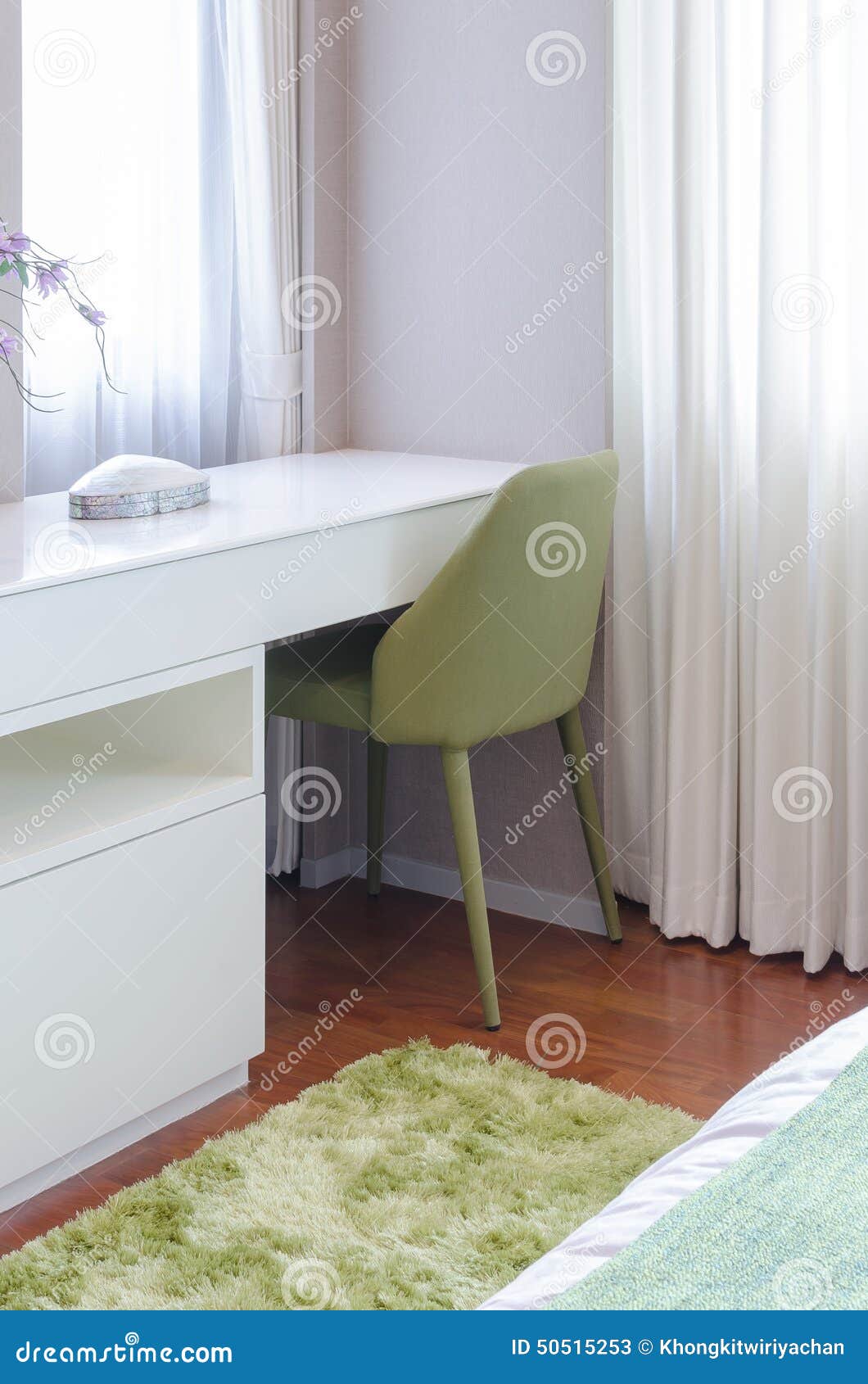 Green Chair with White Desk Stock Image Image of table, room 50515253