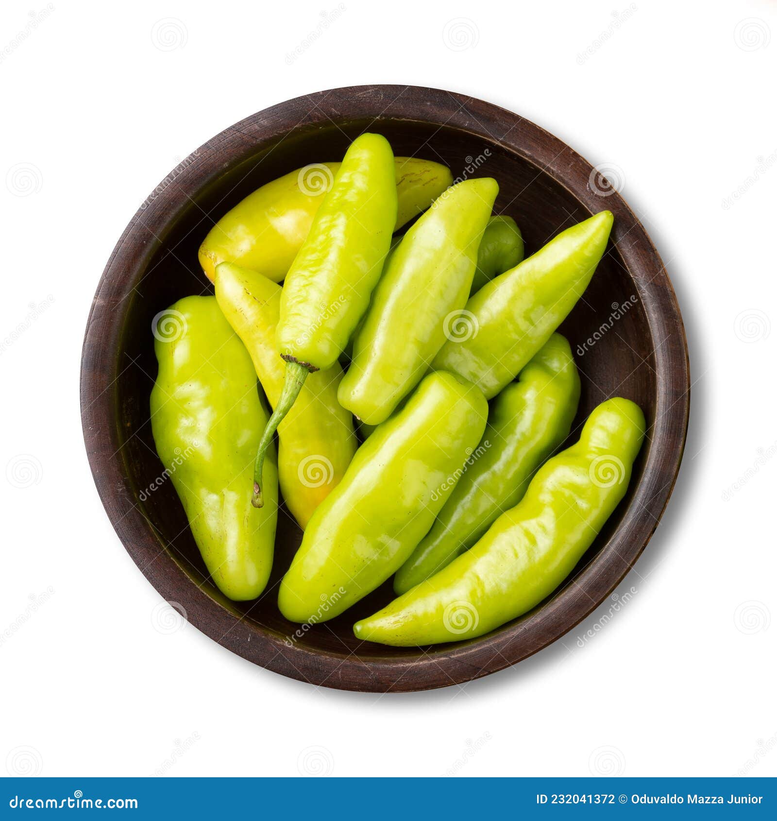 green cheiro scent/smell pepper on a bowl  over white background