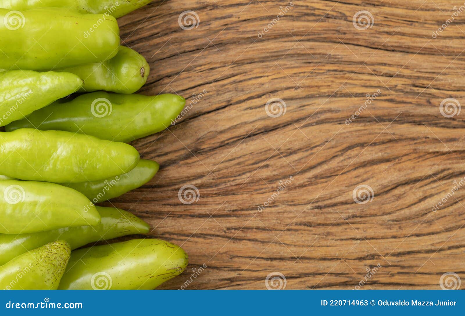 green cheiro smell,scent peppers over wooden table with copy space