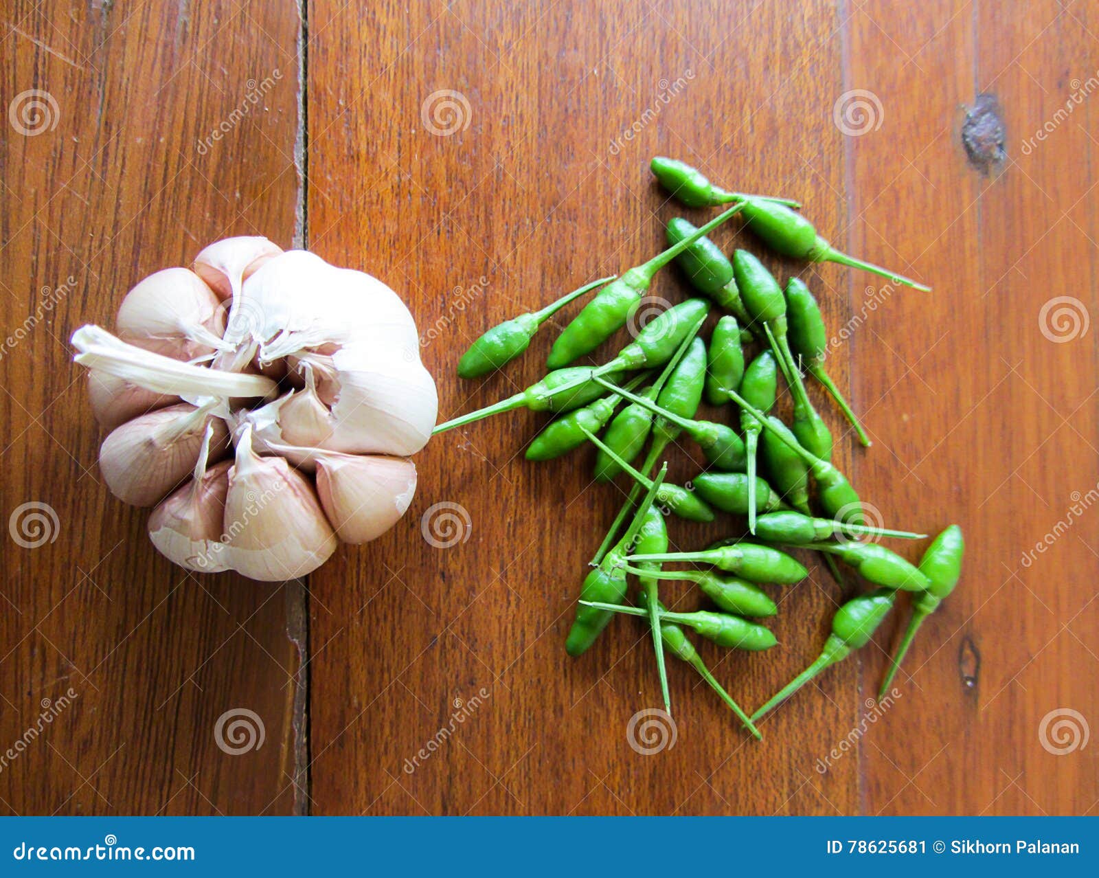 Green chili and garlic stock image. Image of design, white 78625681
