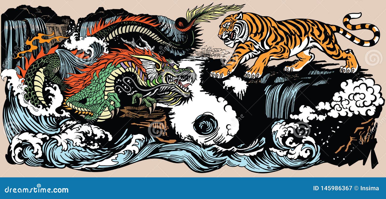 Обезьяна тигр змея. Тигр и дракон. Китайский дракон и тигр. Китайский тигр арт. Китайский тигр рисунок.
