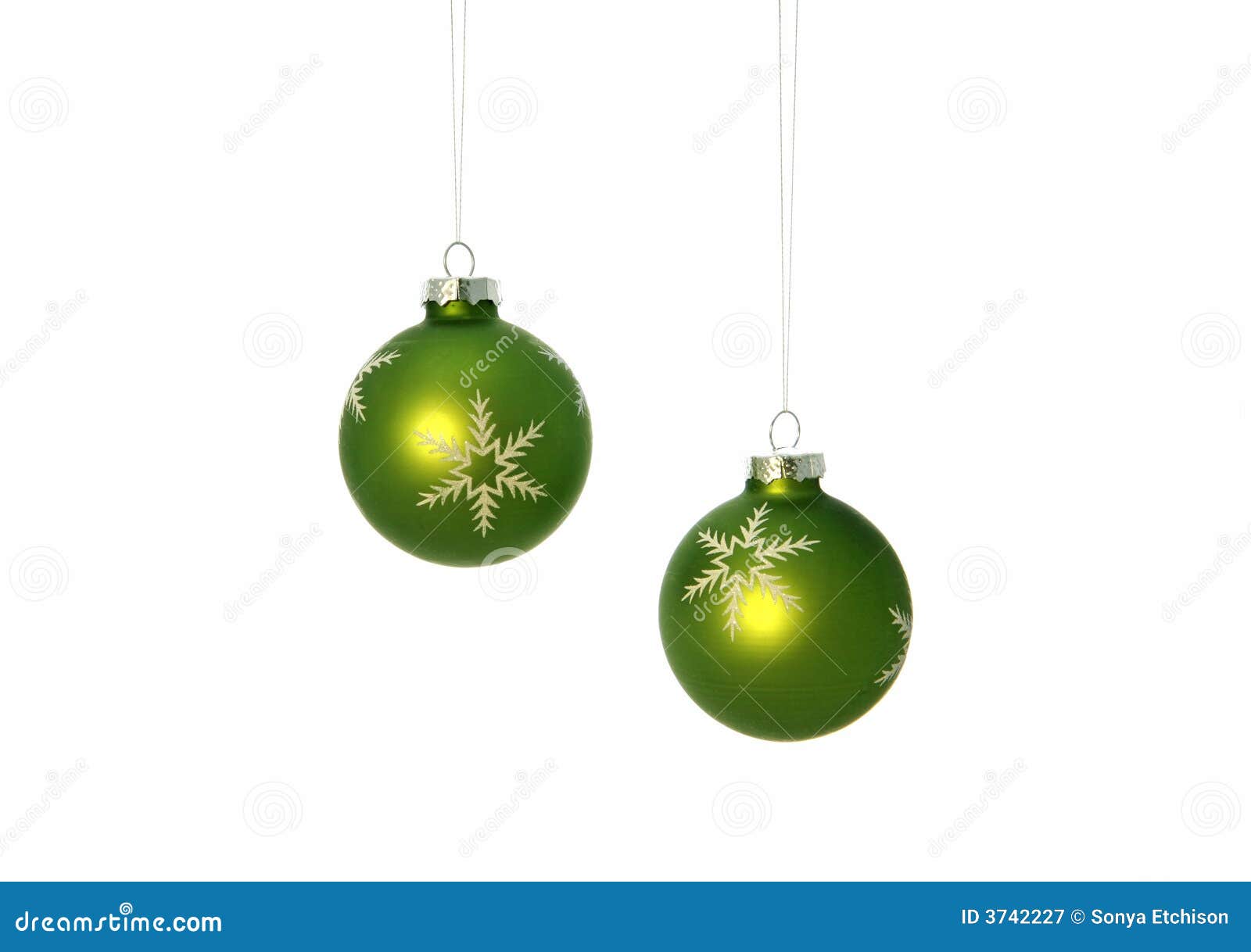 Green Christmas Bulbs stock image. Image of snowflake 3742227