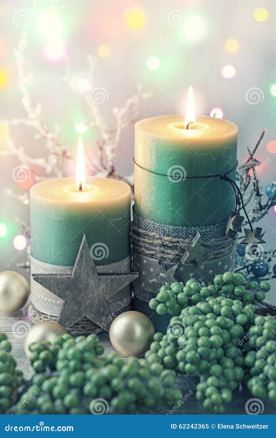 Green christmas candles stock image. Image of grey, retro 62242365