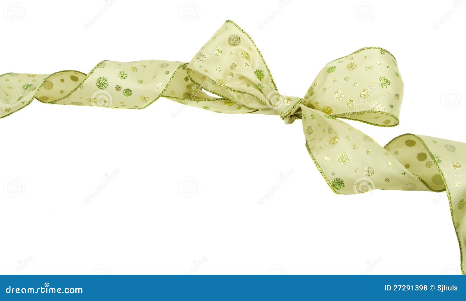 Green Christmas Ribbon and Bow Stock Photo Image of blank, empty