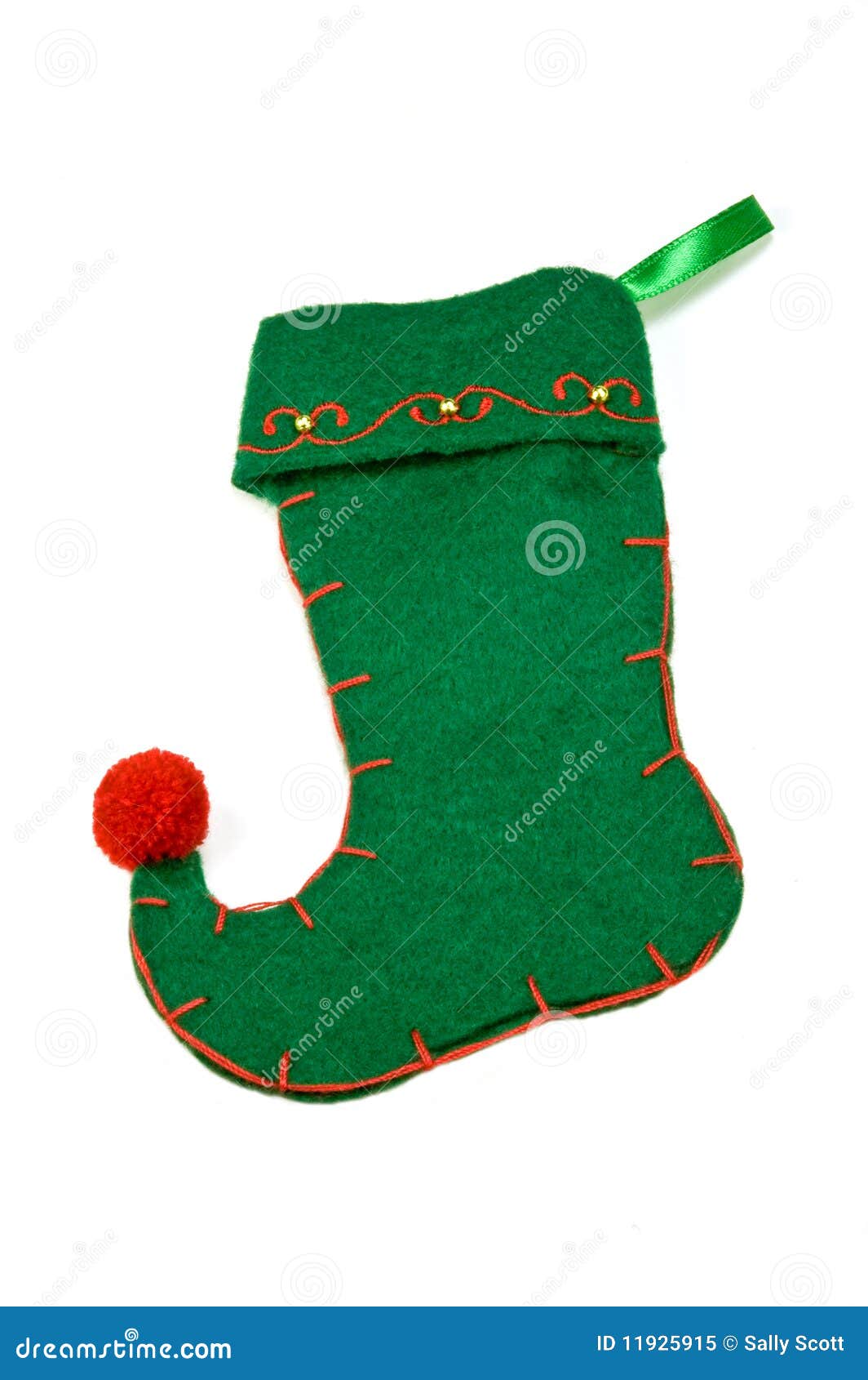 Green Christmas stocking stock image. Image of stocking 11925915
