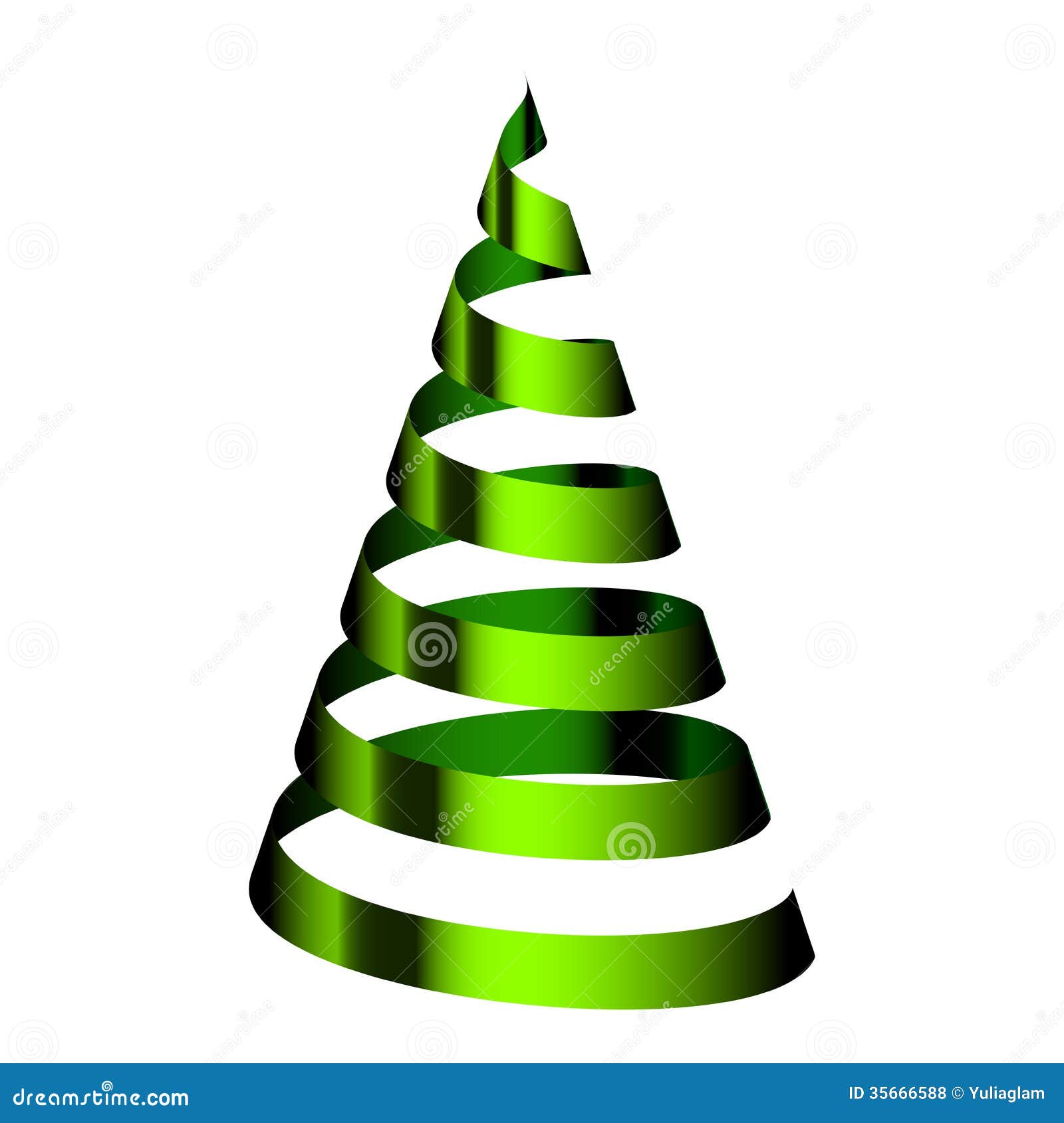 Green Ribbon Christmas Tree Vector for Free Download