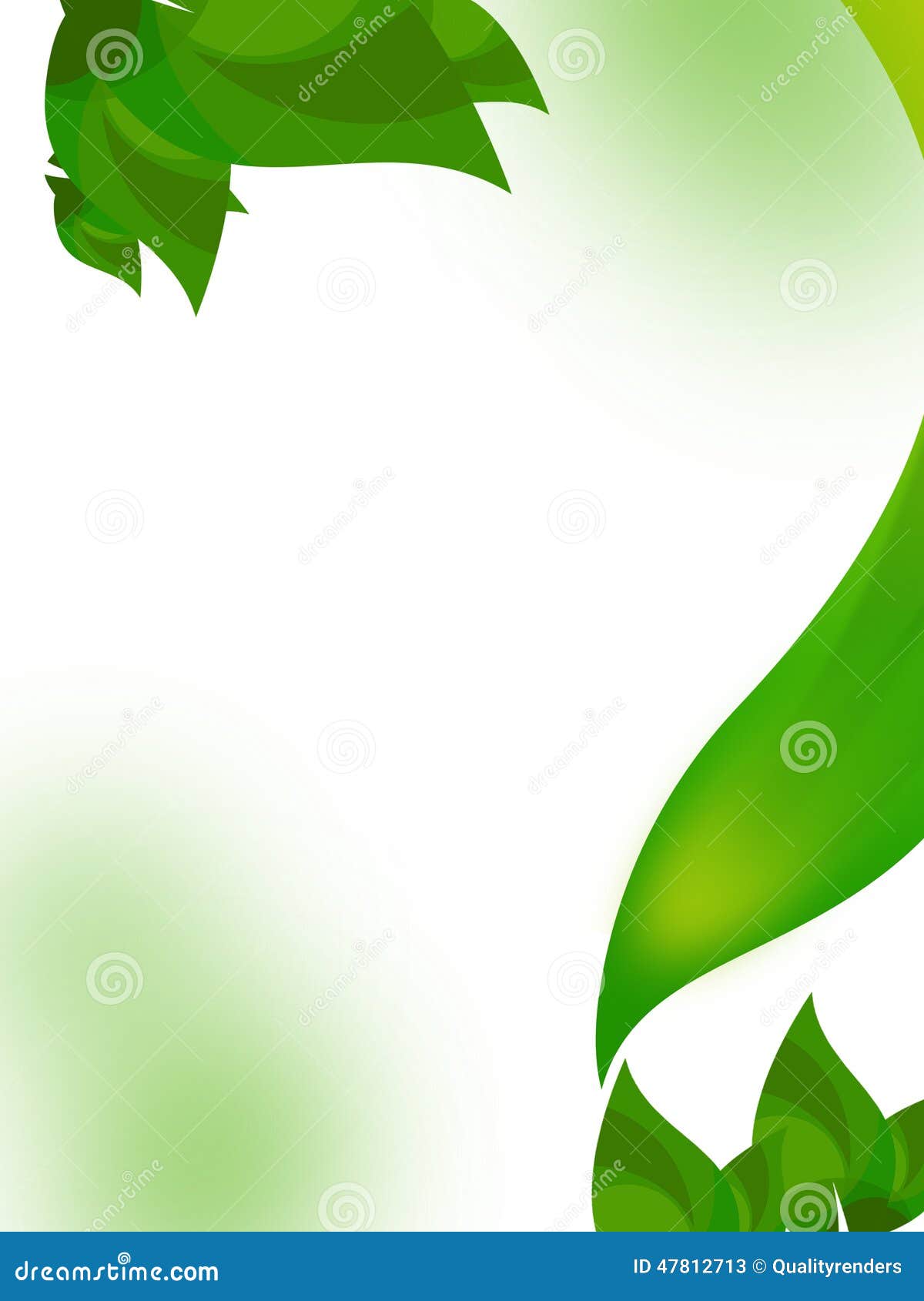 Green Circle and Leaves with Wave Abstract Background Flyer Template