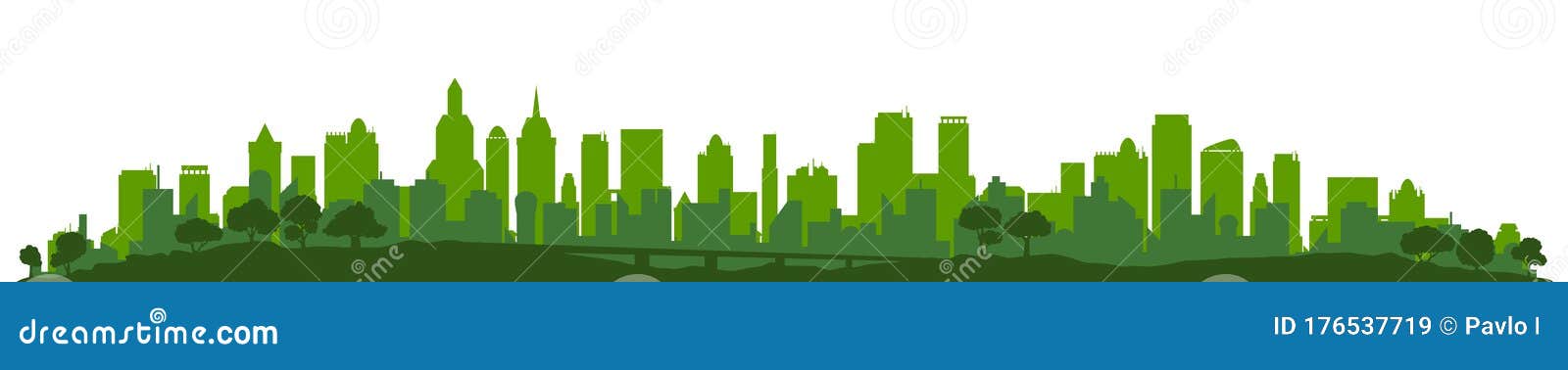 green city silhouette, cityscapes - 