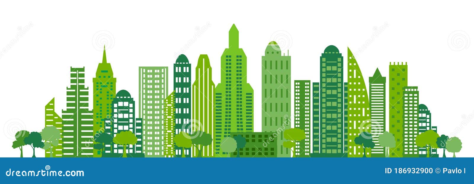 green city silhouette, cityscapes - 