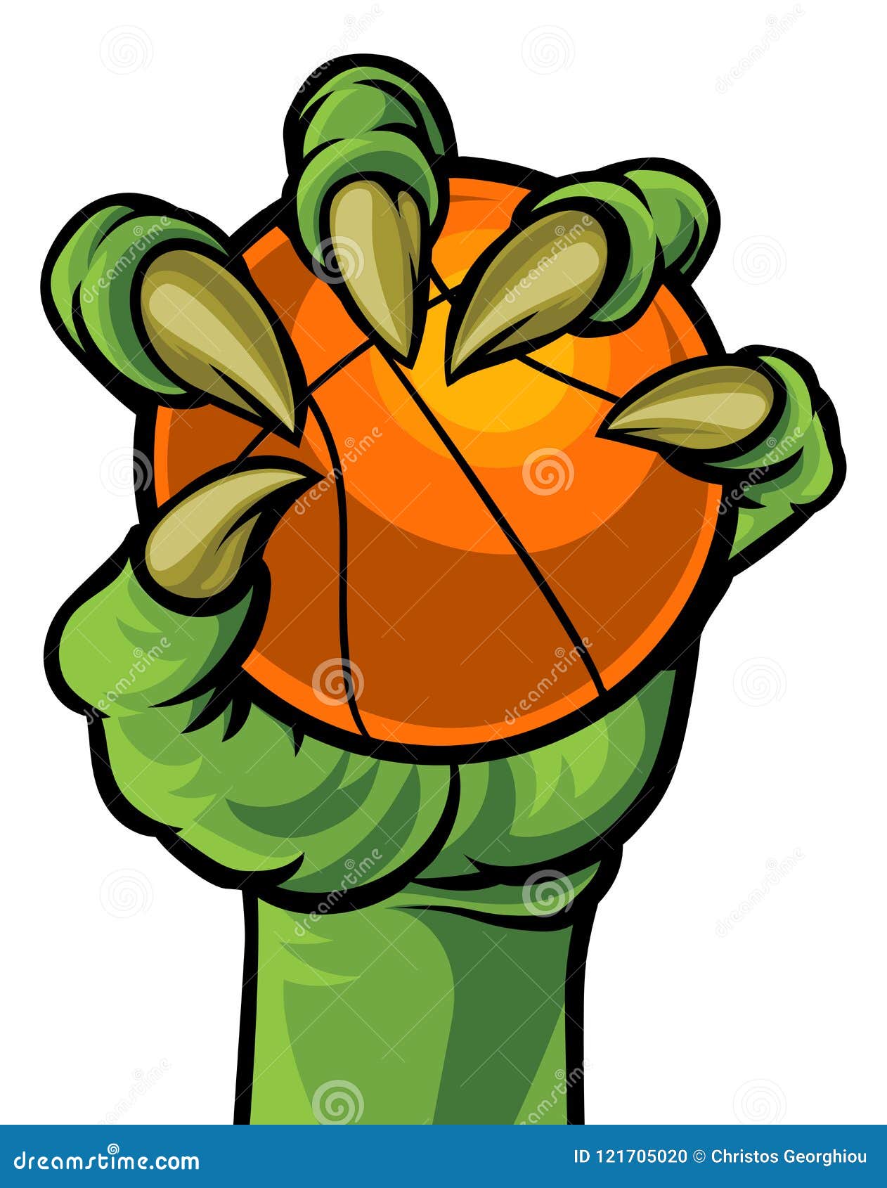 Claw Monster Talons Hand Holding Softball Ball Cartoon Vector