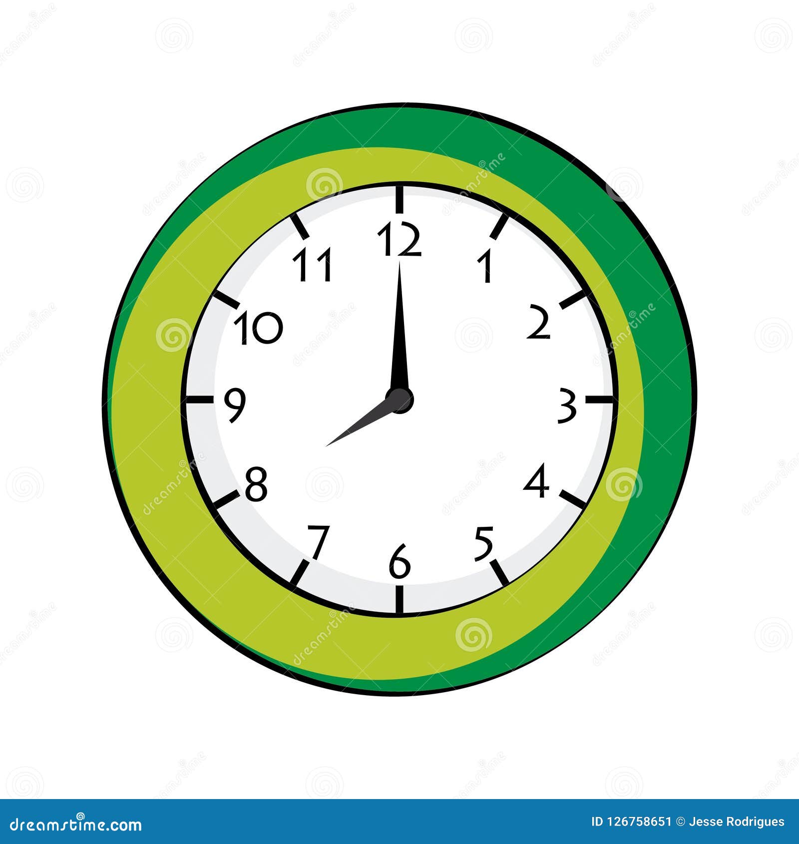 Green Clock Vector Art Isolated. Stock Illustration Illustration of black, time 126758651