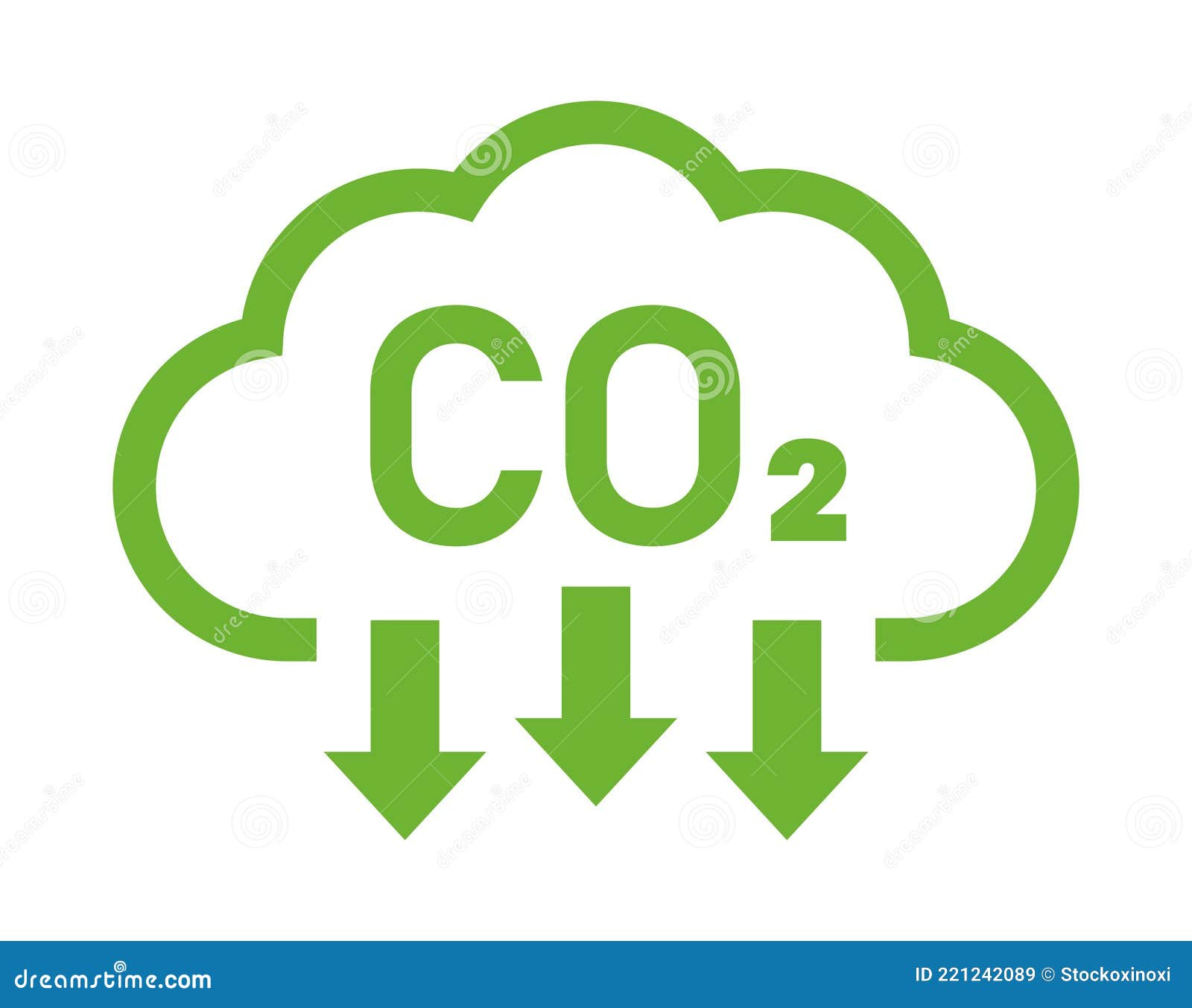 Green Cloud Co2 Reduction Vector Icon Stock Vector Illustration of