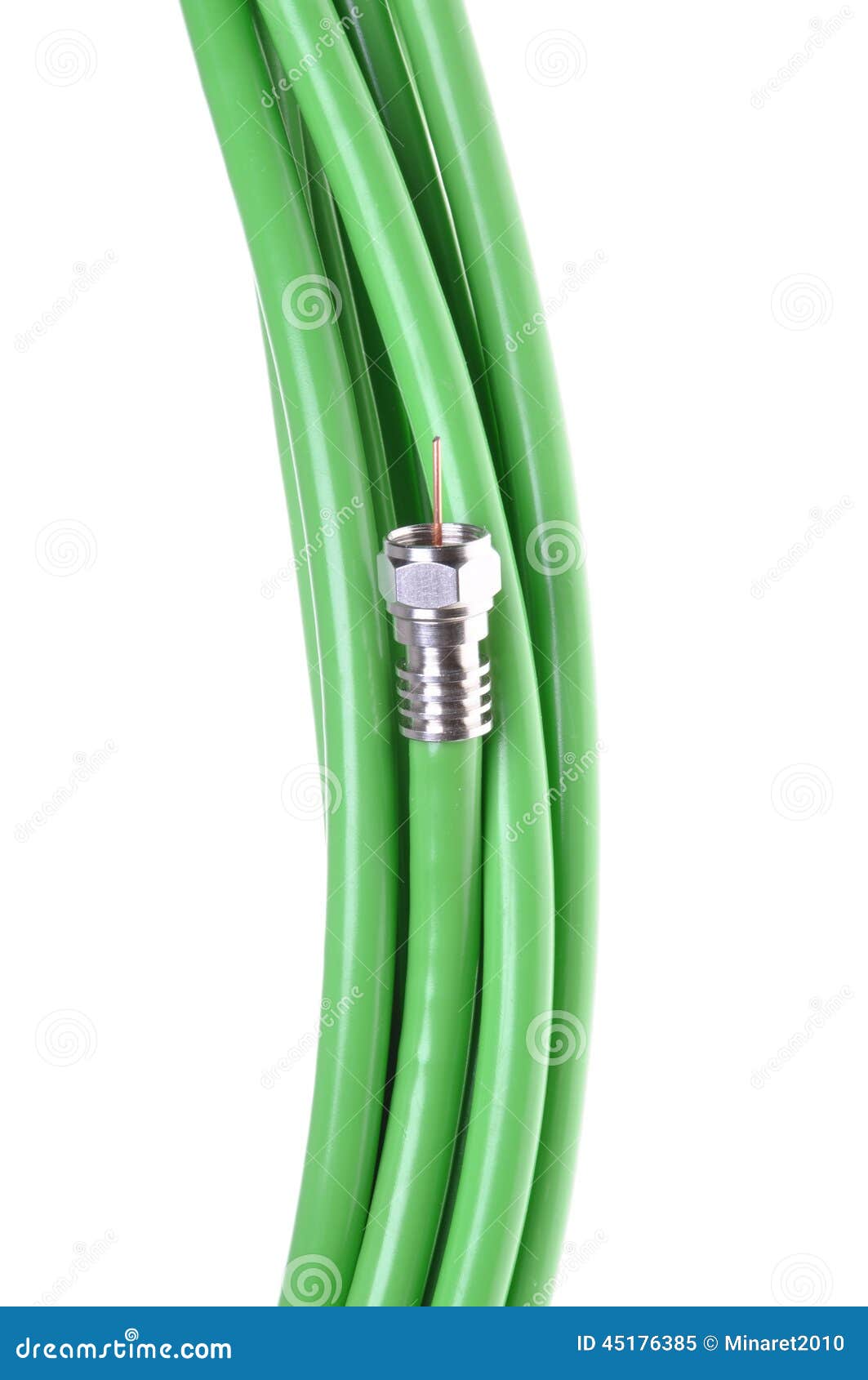 Green Coaxial Cable with Connector Stock Image Image of broadband