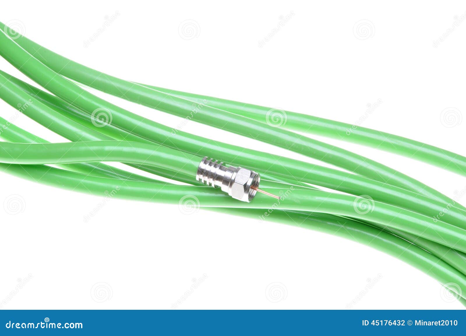Green Coaxial Cable with Connector Stock Photo Image of informatio