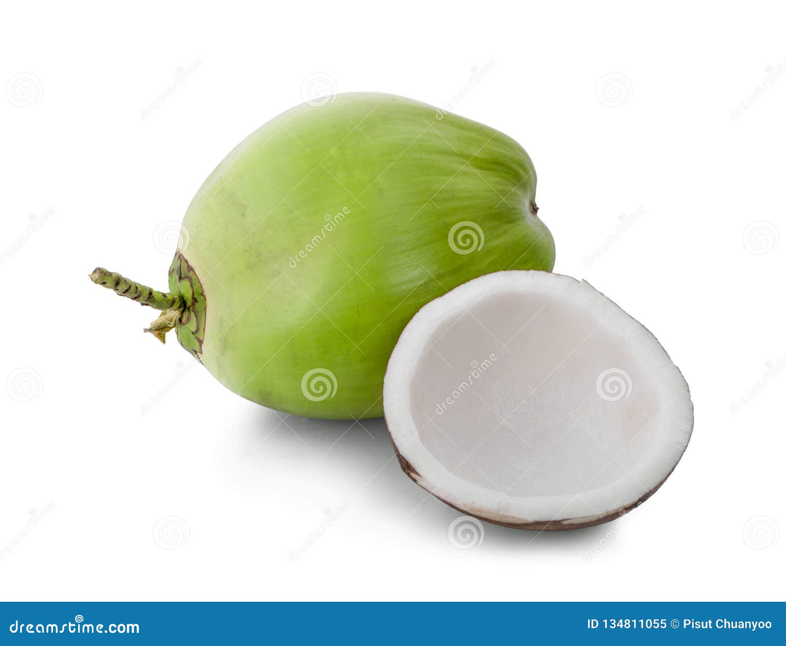 Green Coconut Fruit Isolated on White Background Stock Image - Image of ...