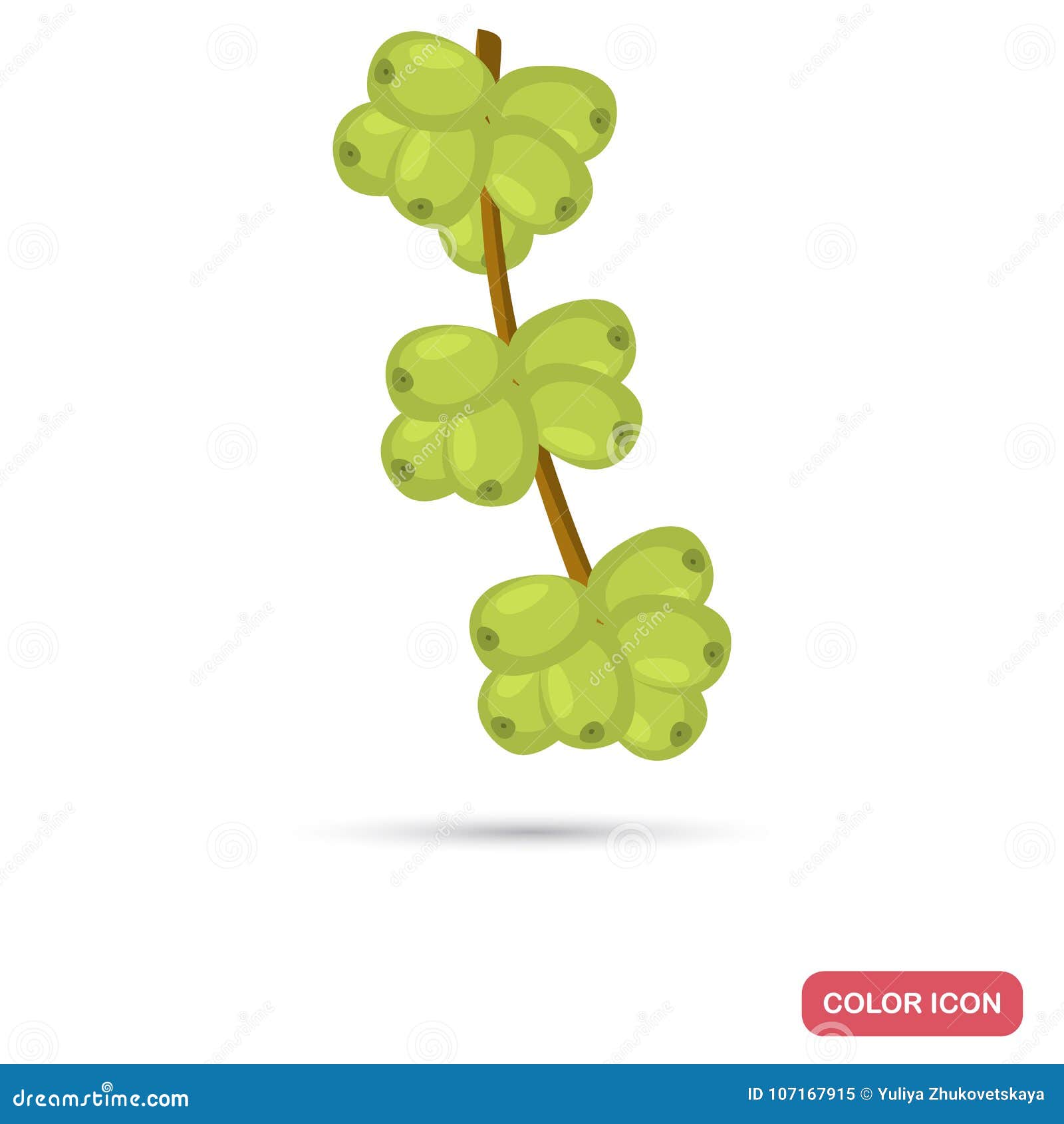 green coffee branch color flat icon for web adn mobile 