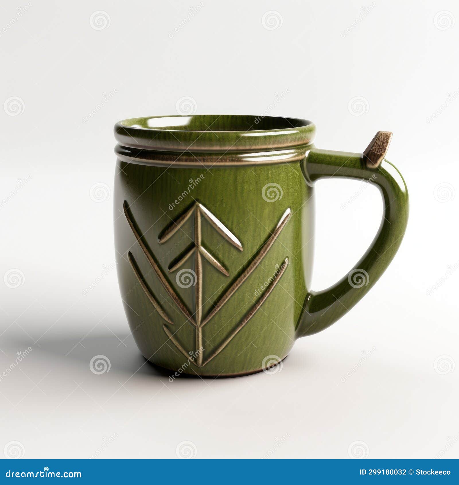secessionist style green mug with thin arrow 