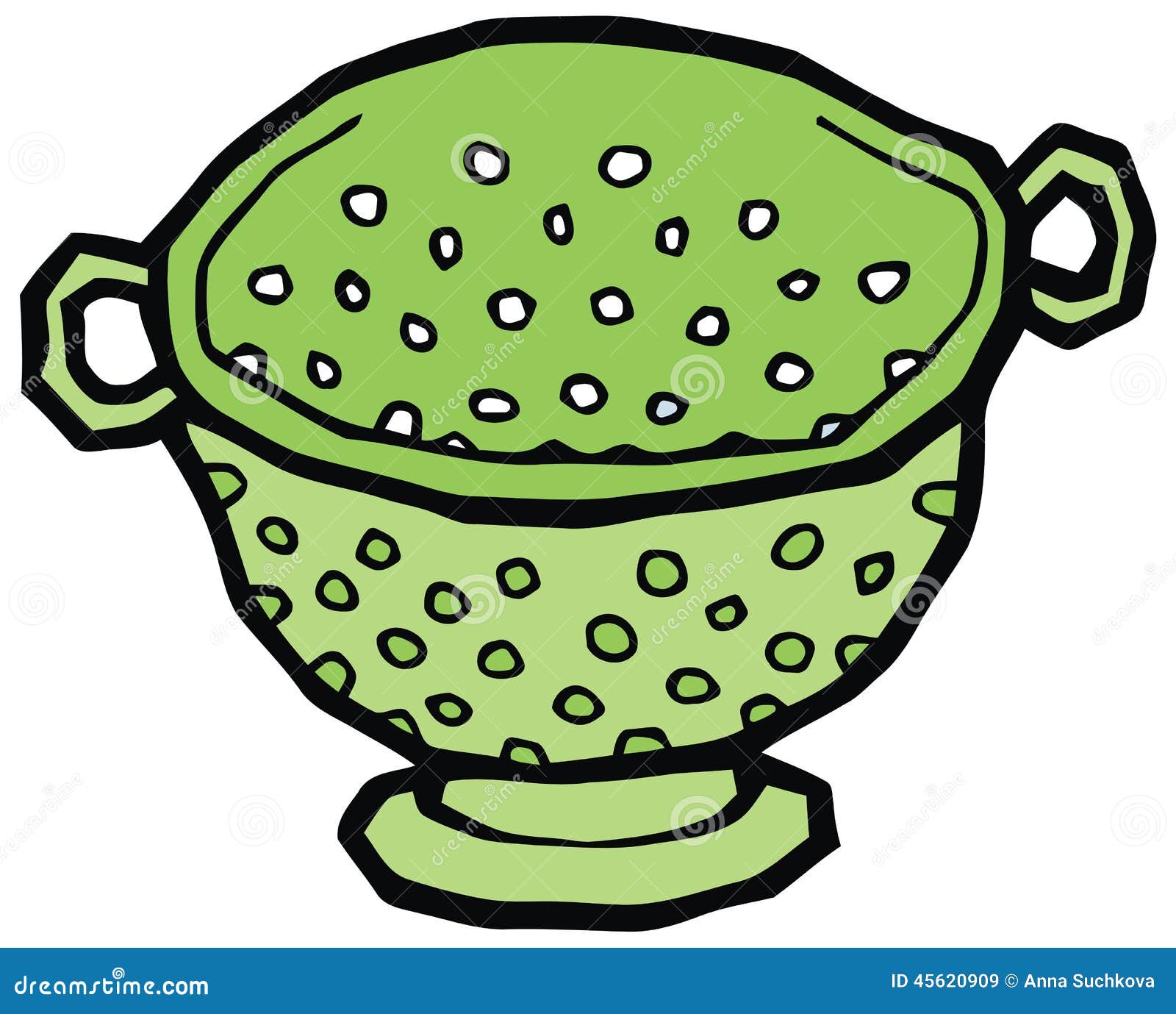 Green Colander Vector Drawing Stock Vector Illustration of object