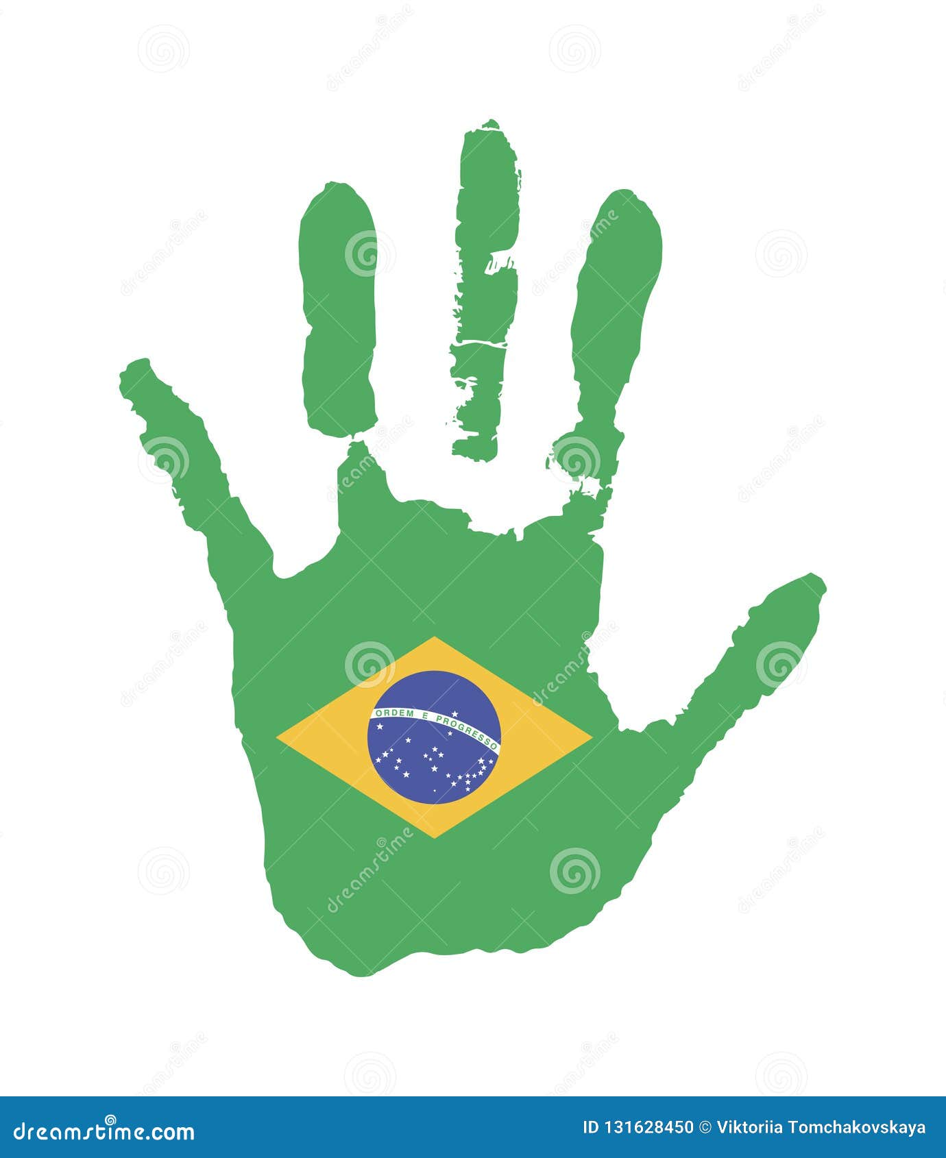Green Color of the Flag. Vector Handprint in the Form of the Flag of