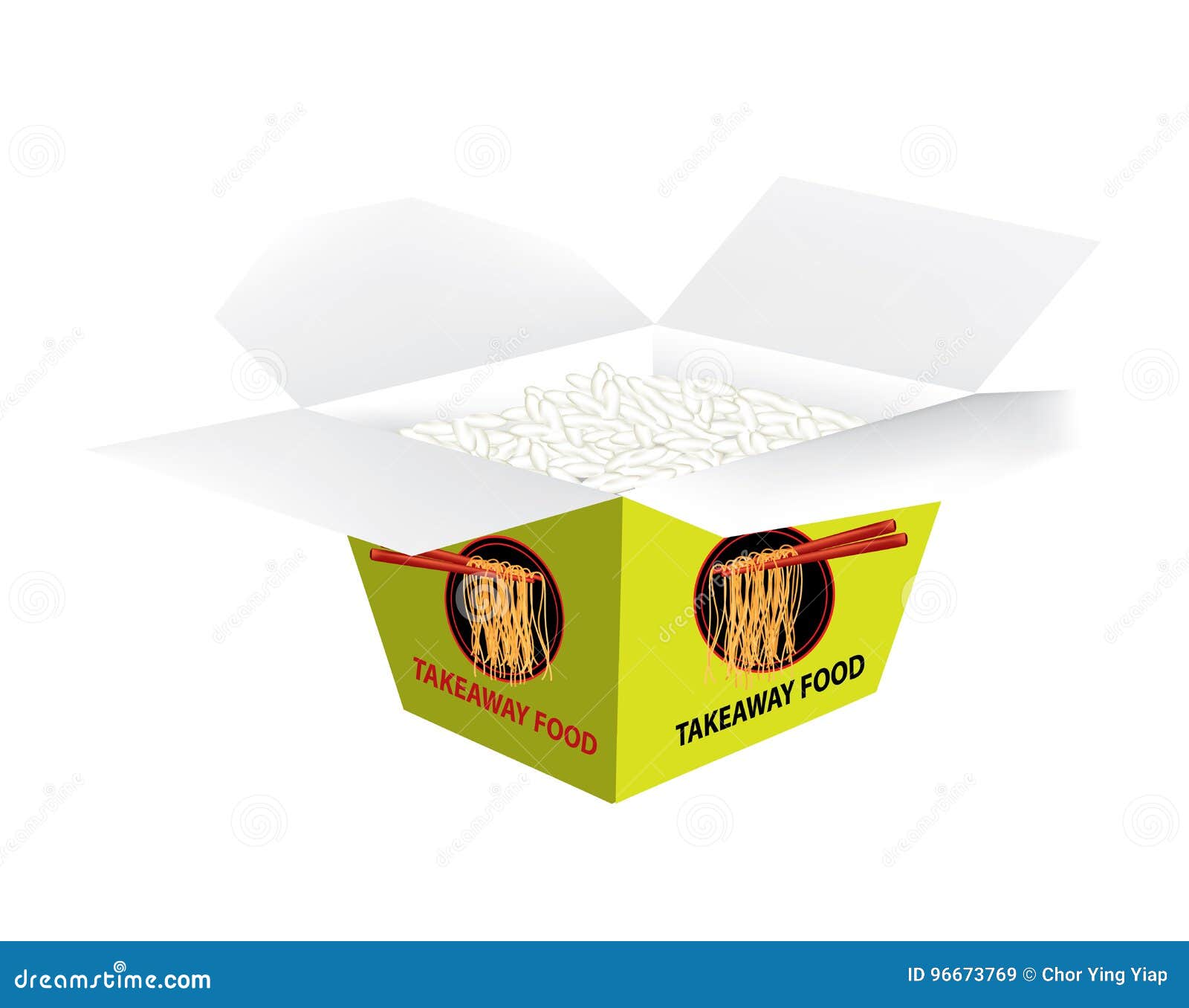 Green Color Packaging for Takeaway Stock Vector Illustration of rice