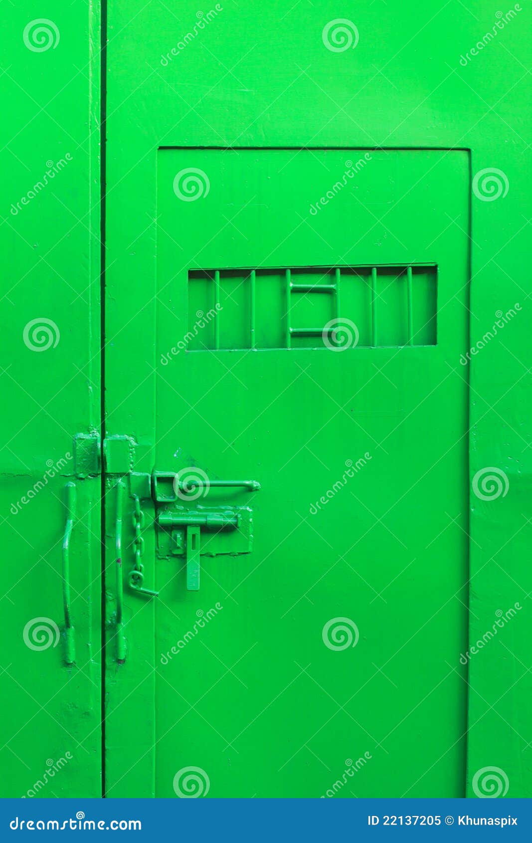Green color steel door stock image. Image of brown, home 22137205