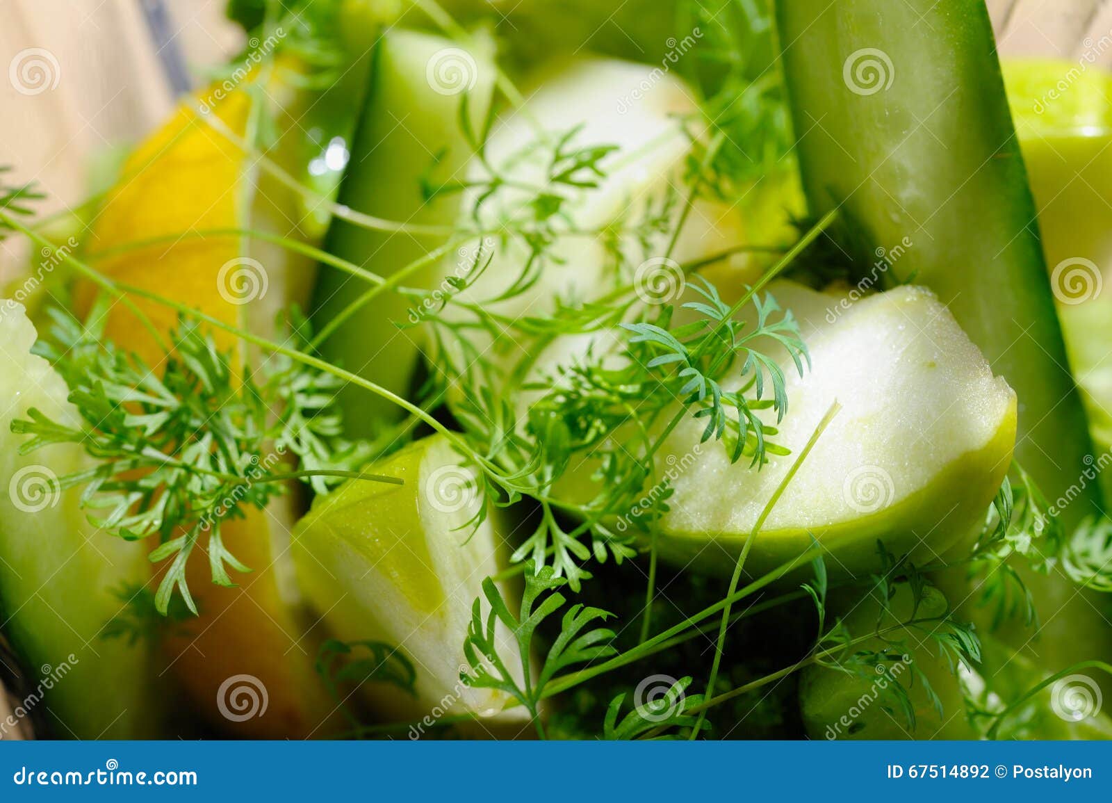 Green Colour Fruit and Vegetables in a Blender. Stock Photo Image of